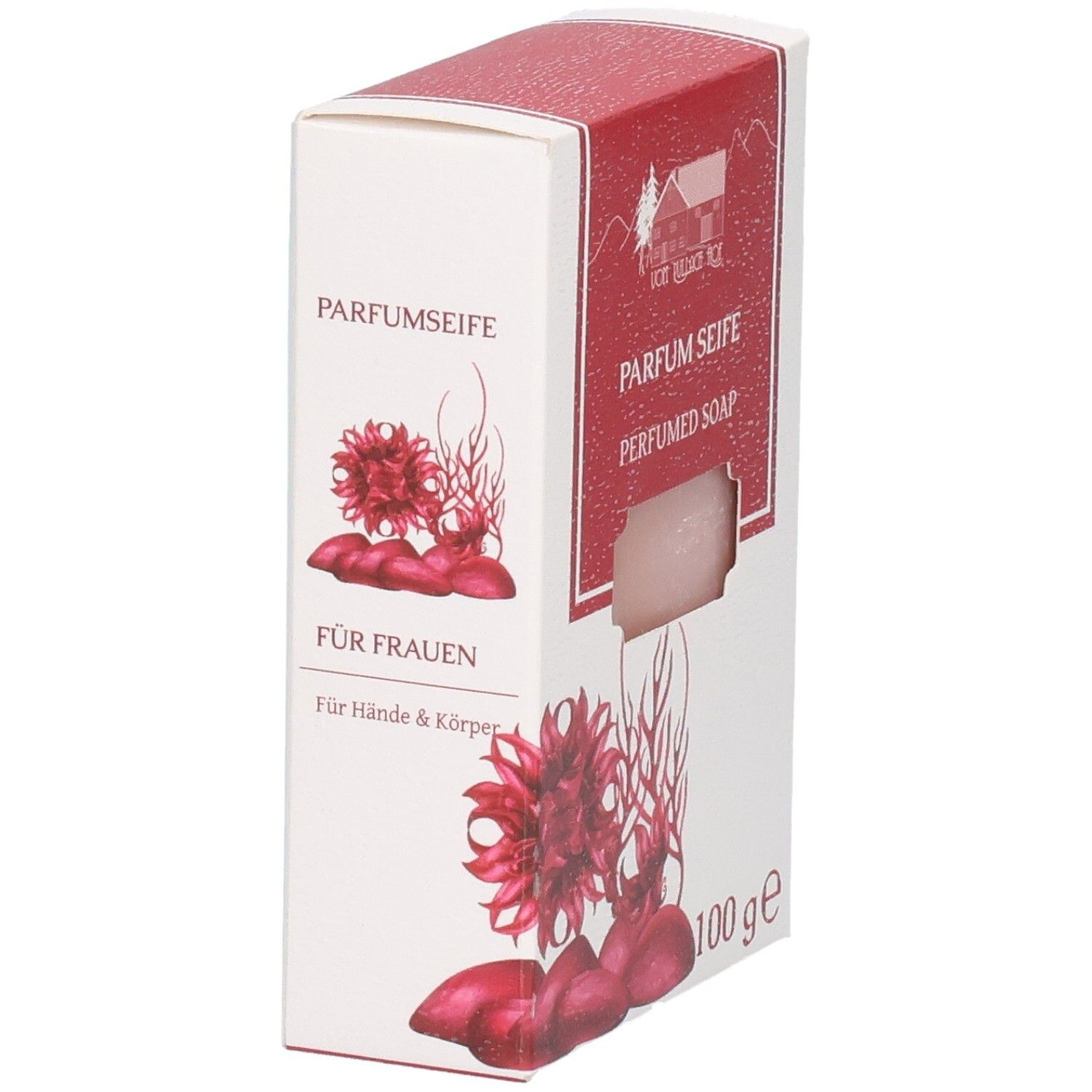 Verpackung mit Parfümseife für Frauen, 100g.