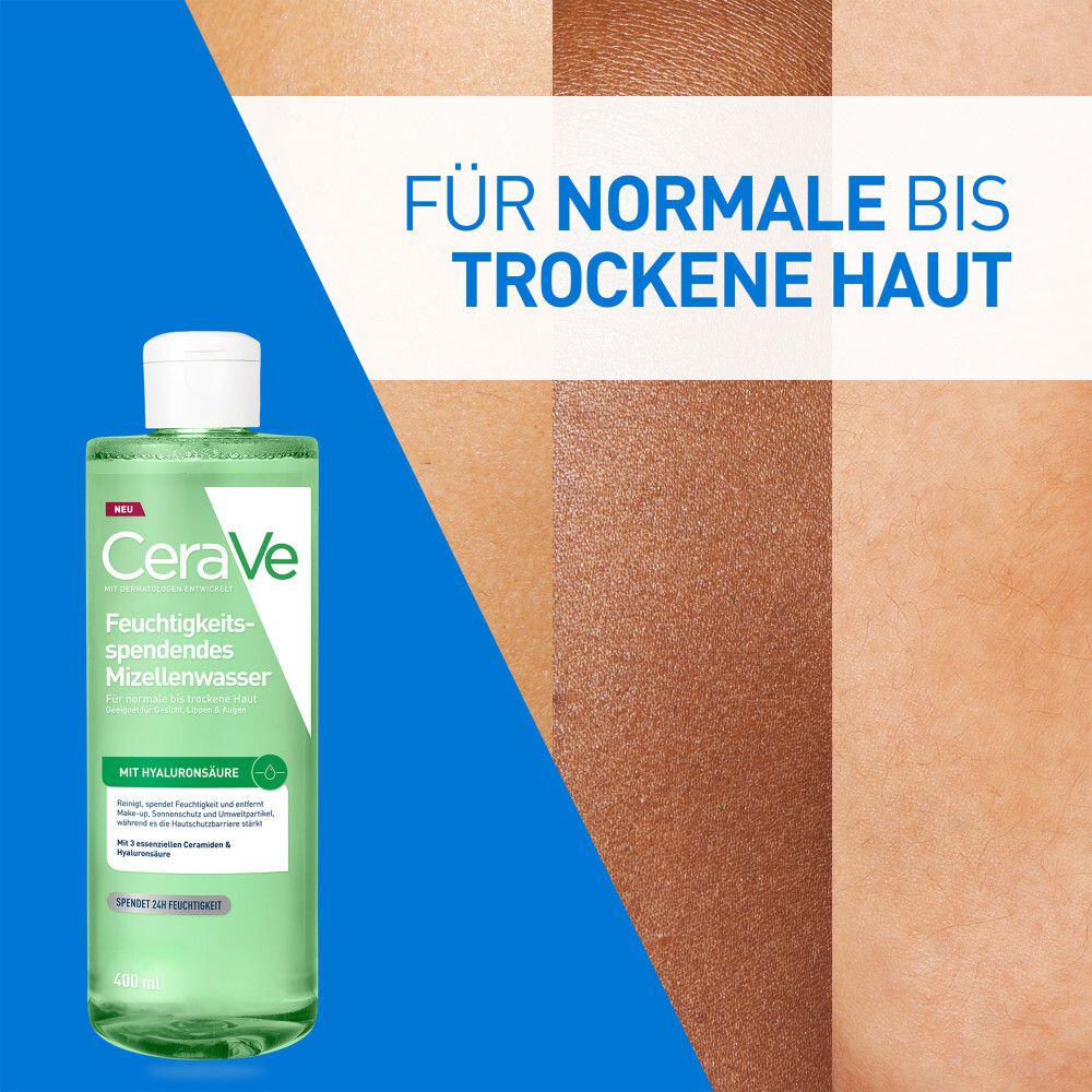 CeraVe Mizellenwasser für normale bis trockene Haut, mit Hyaluronsäure.