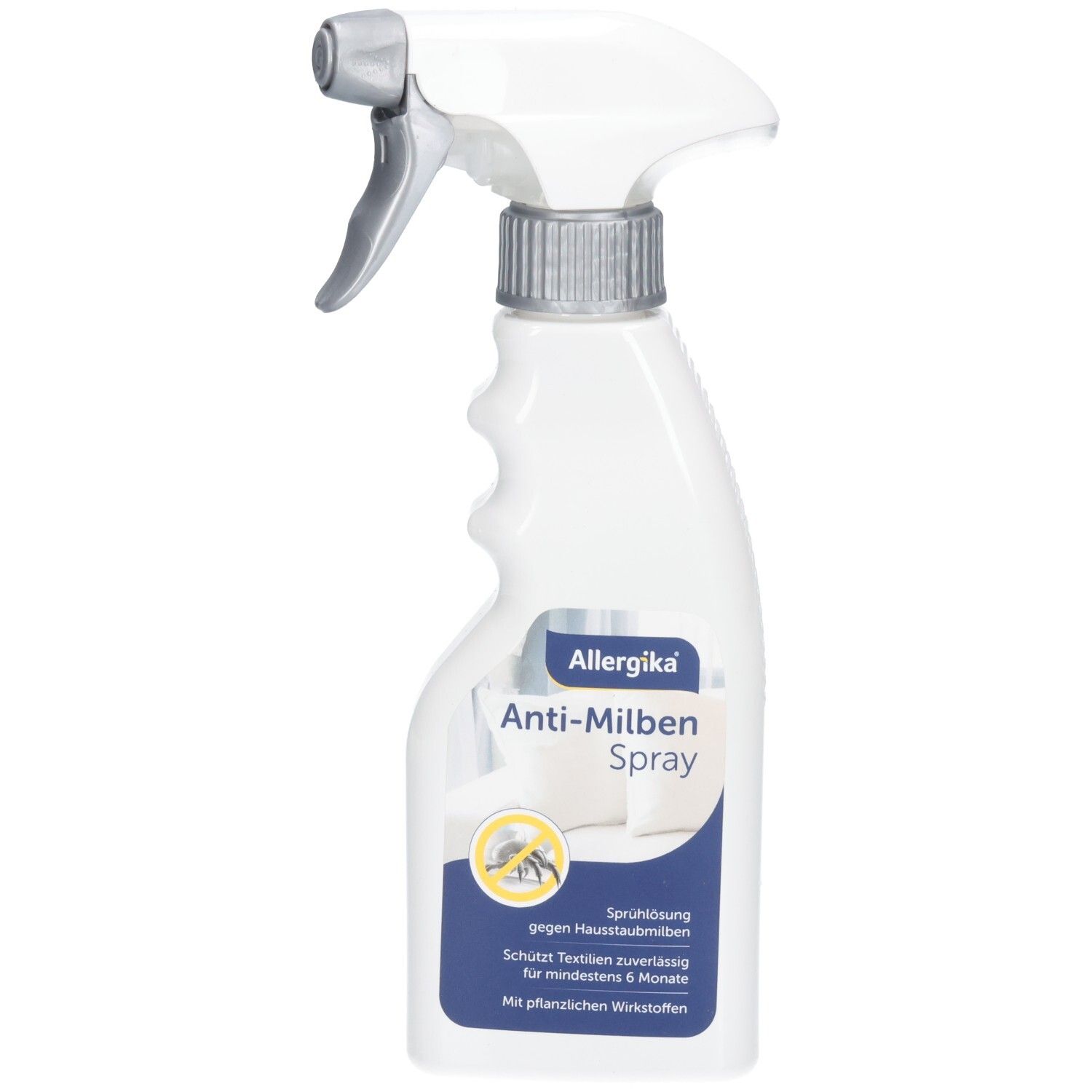 Allergika Anti-Milben Spray Flasche mit Sprühkopf.