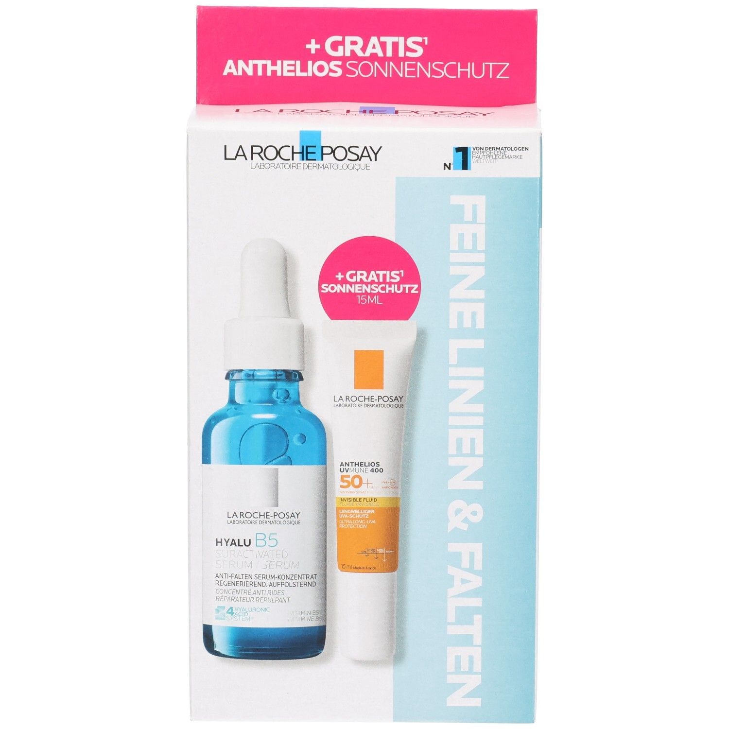 La Roche-Posay Hyalu B5 Set mit Serum und Sonnenschutz.