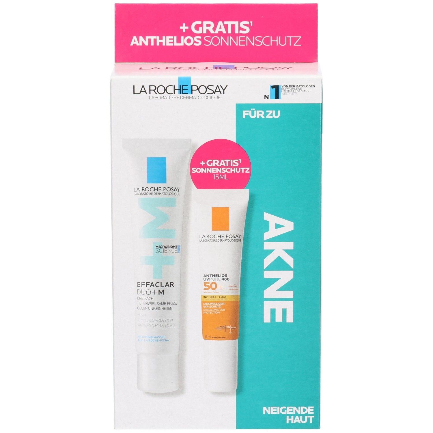 La Roche-Posay Effaclar Duo+M Set mit gratis Sonnenschutz.