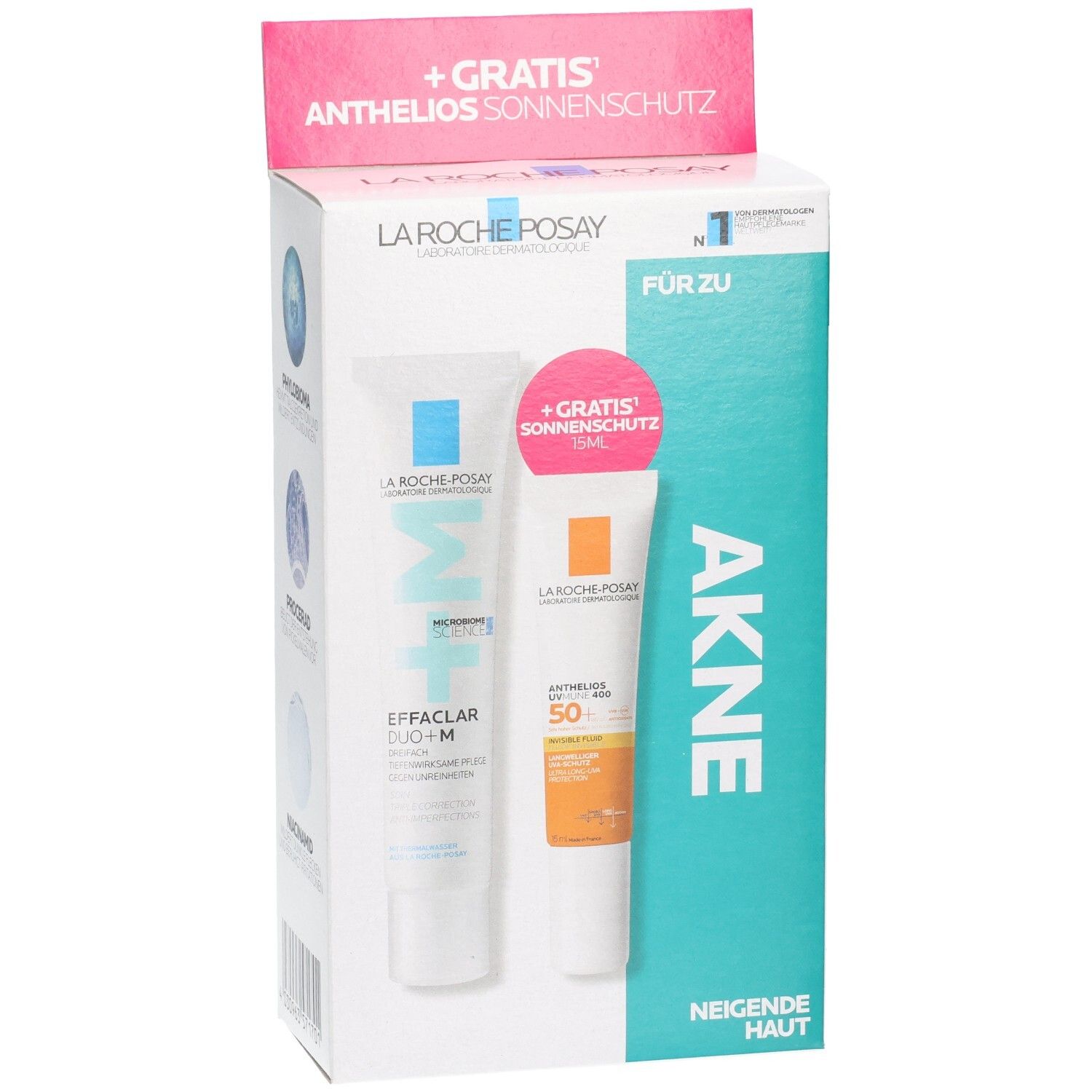 La Roche-Posay Effaclar Duo+M Set mit gratis Sonnenschutz.