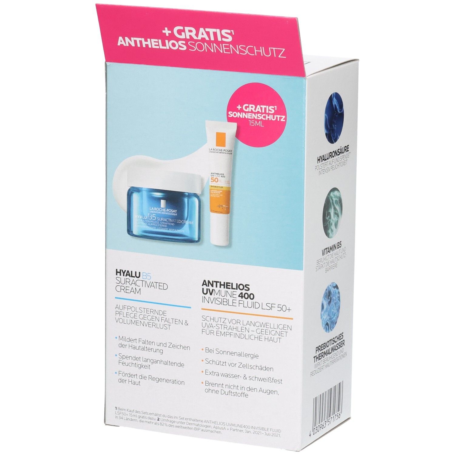 La Roche-Posay Hyalu B5 Set: Creme und Sonnenschutz.