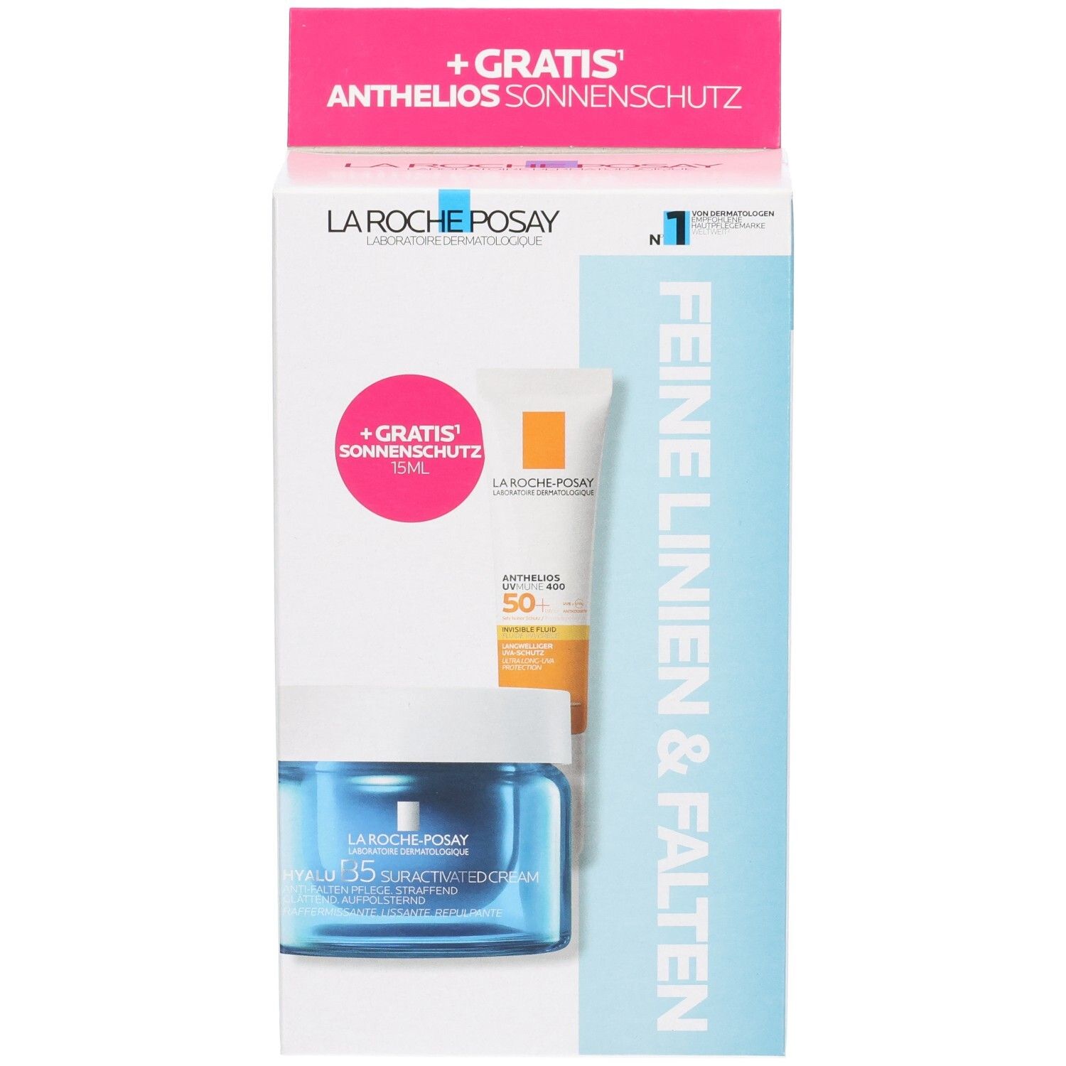 La Roche-Posay Hyalu B5 Set: Gesichtscreme und Sonnenschutz.