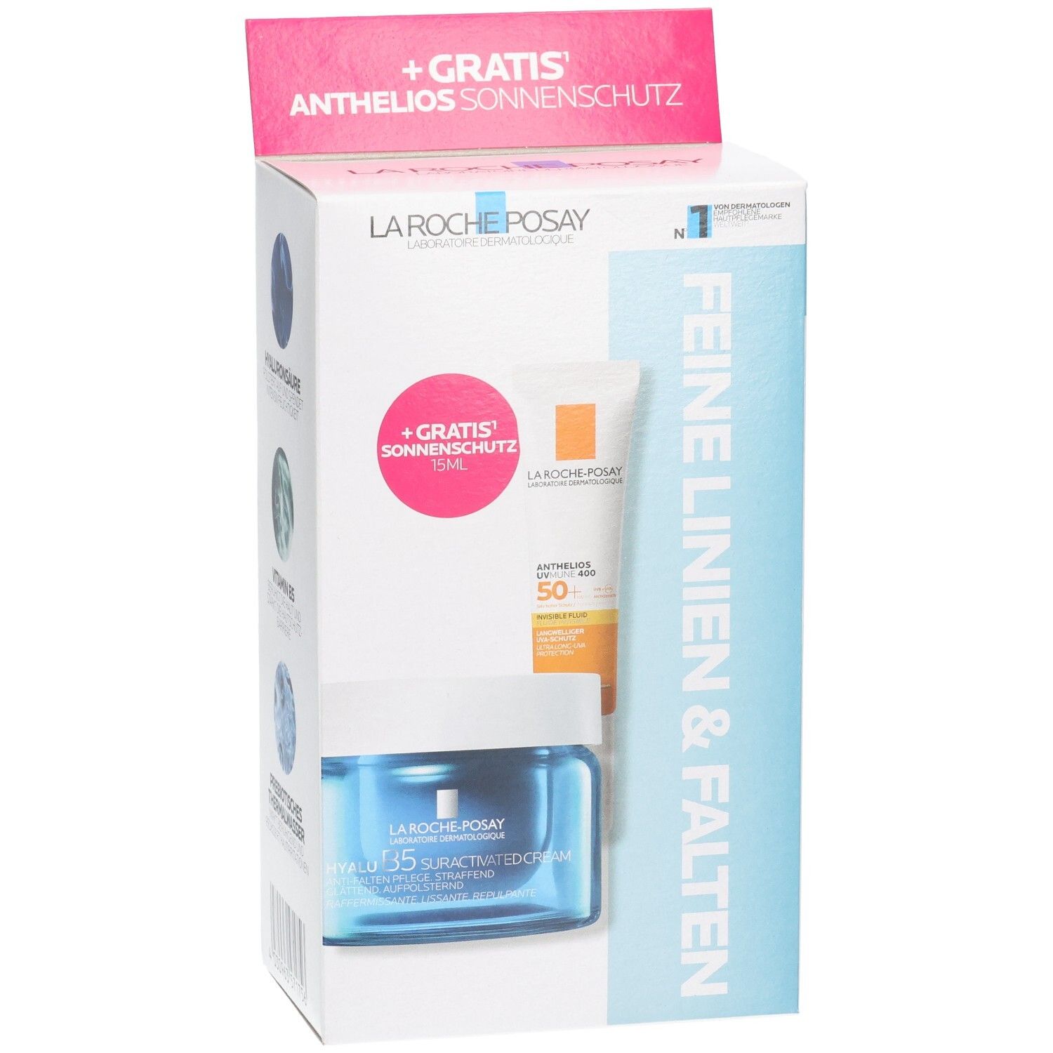La Roche-Posay Hyalu B5 Set mit Gesichtscreme und Sonnenschutz.