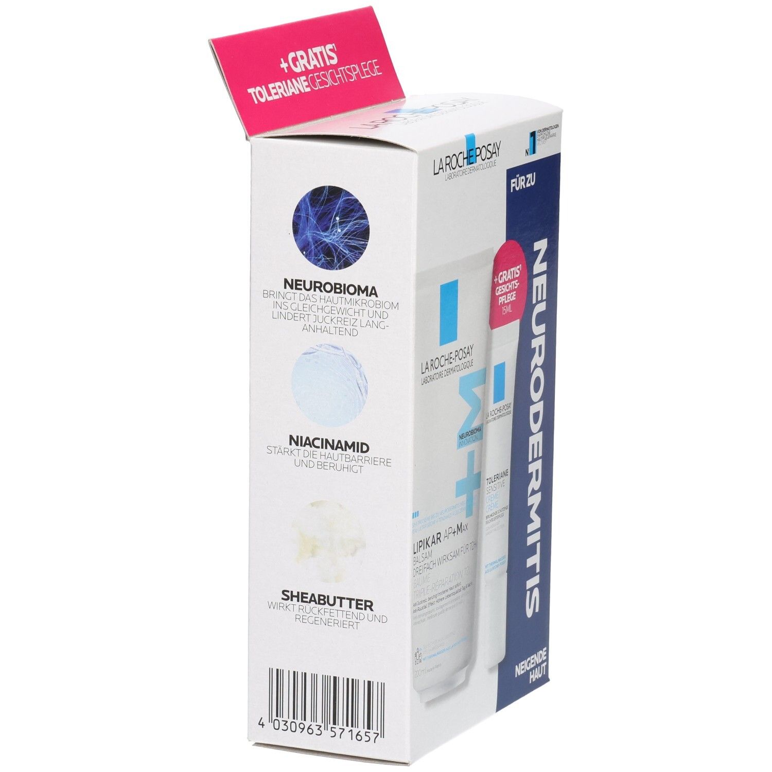 La Roche-Posay Lipikar Balsam AP+M Set: Neurobioma, Niacinamid, Sheabutter.