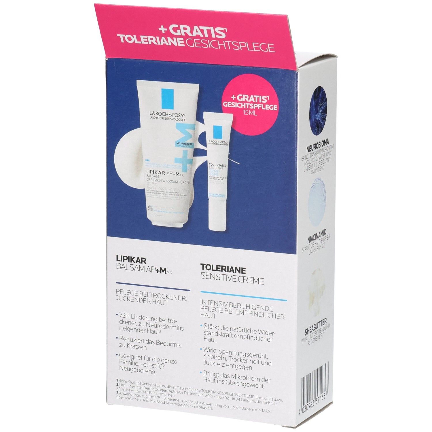 La Roche-Posay Lipikar Balsam AP+M und Toleriane Sensitive Creme Set.