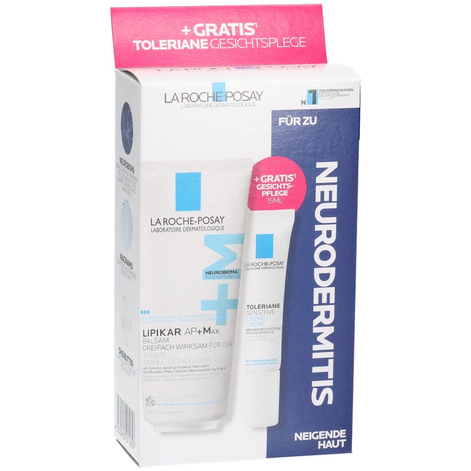 La Roche-Posay Lipikar Balsam AP+M Set mit gratis Toleriane Gesichtscreme.