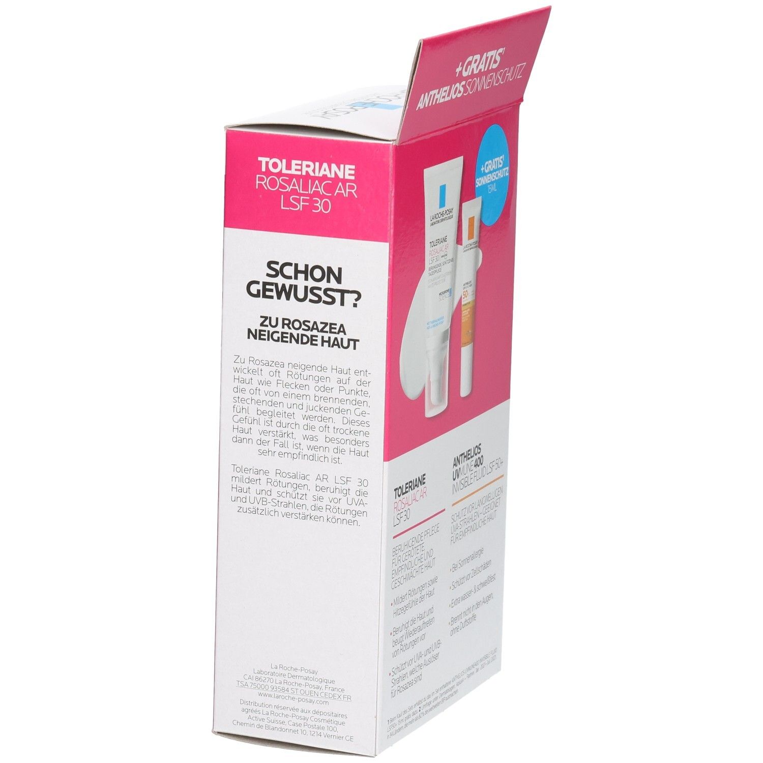 La Roche-Posay Set: Toleriane Rosaliac LSF 30 für Rosazea-neigende Haut.