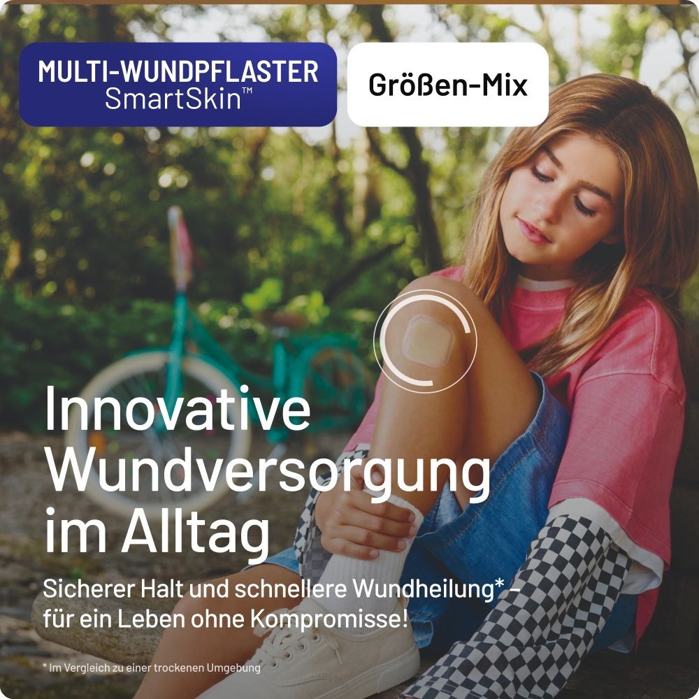 Junge mit Compeed Pflaster am Knie, das innovative Wundversorgung im Alltag zeigt.