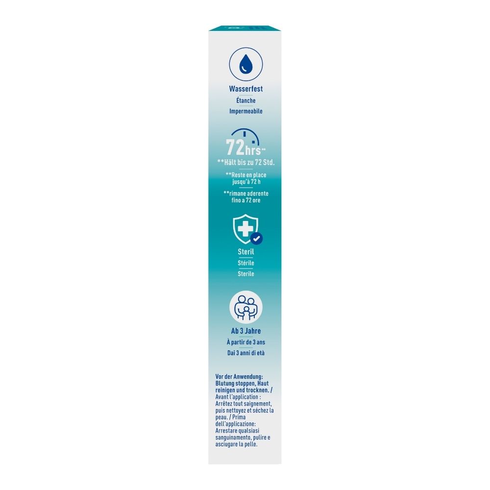 Seitenansicht einer COMPEED® Verpackung mit CE-Kennzeichnung und Herstellerinformationen.