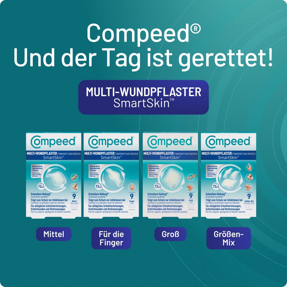 Mehrere COMPEED® Pflaster-Verpackungen: Mittel, Für die Finger, Groß, Größen-Mix.
