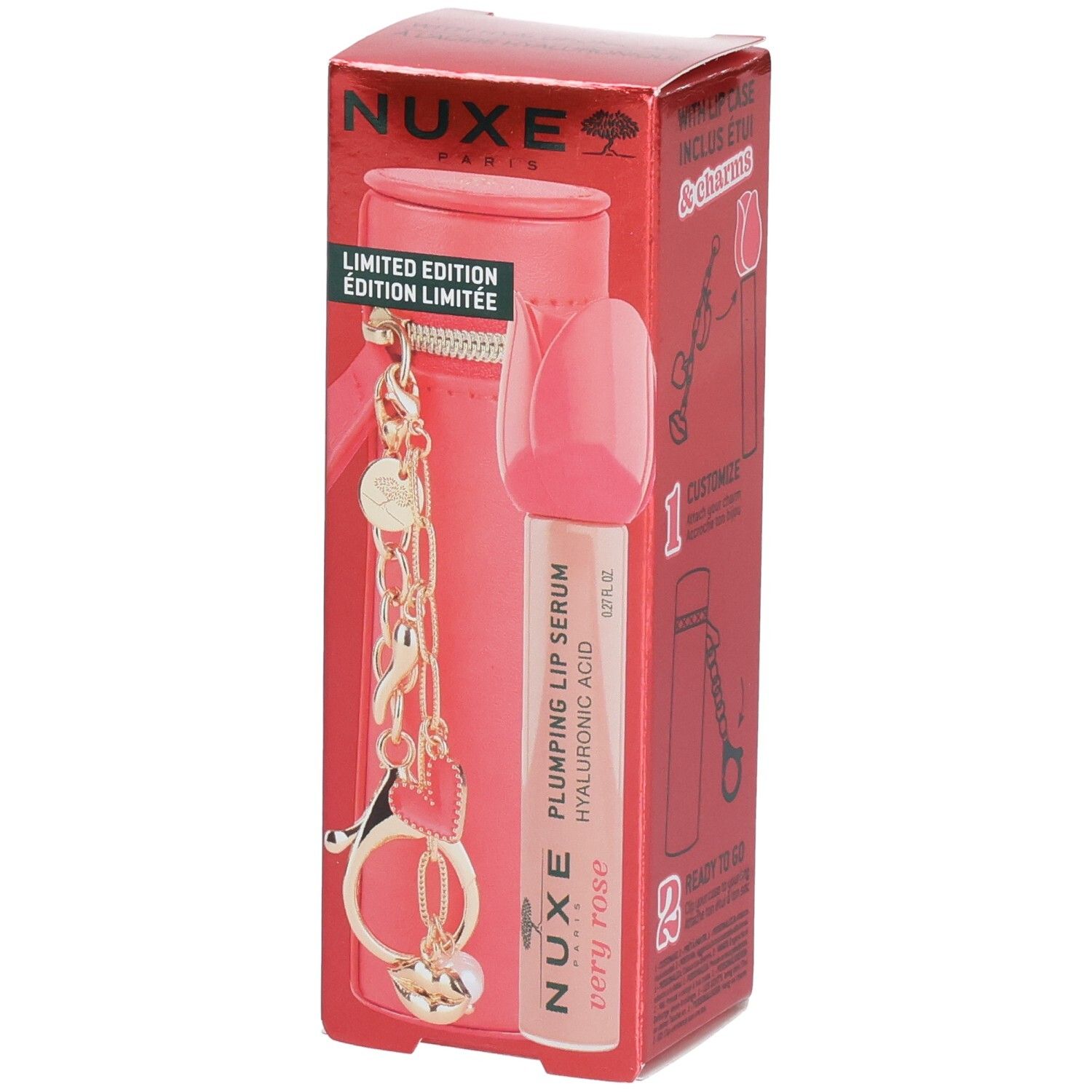 Nuxe Very Rose Lip Plumping Gloss mit Case 8 ml Kombipackung