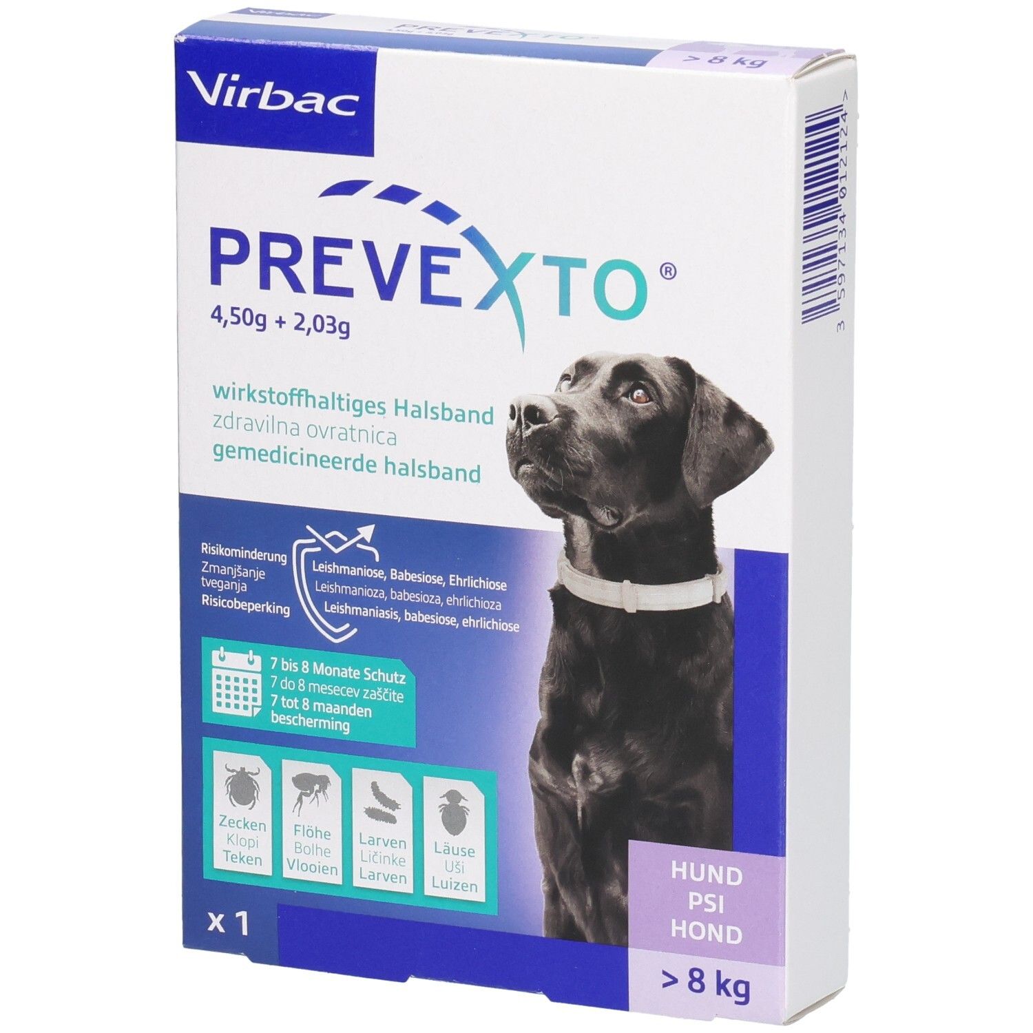 Prevexto 4,50g+2,03g wst.halt.Halsb.Hunde über 8kg 1 St Halsband