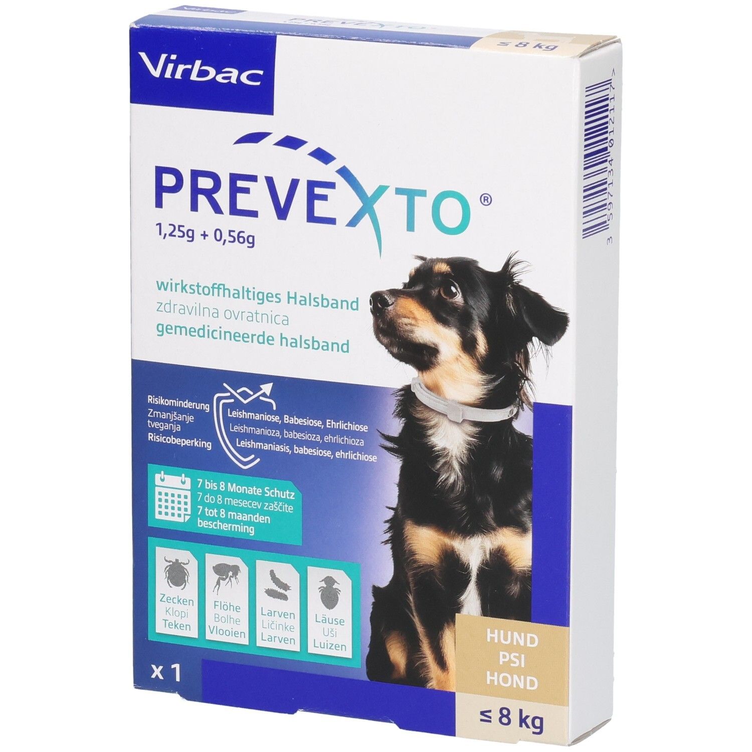 Prevexto 1,25g+0,56g wst.halt.Halsb.Hunde bis 8kg 1 St Halsband