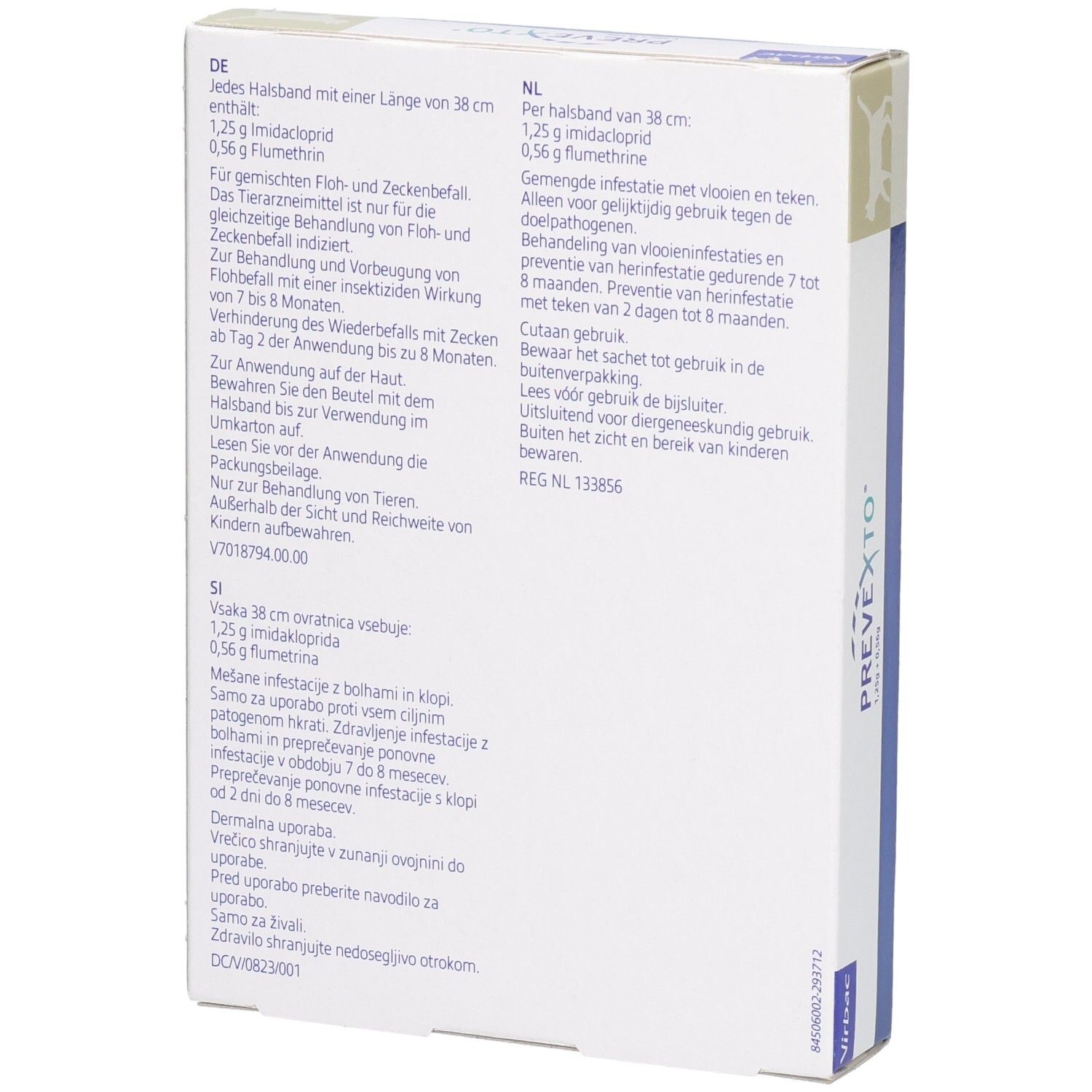 Rückseite der Verpackung eines Katzenhalsbandes mit Anwendungsinformationen.