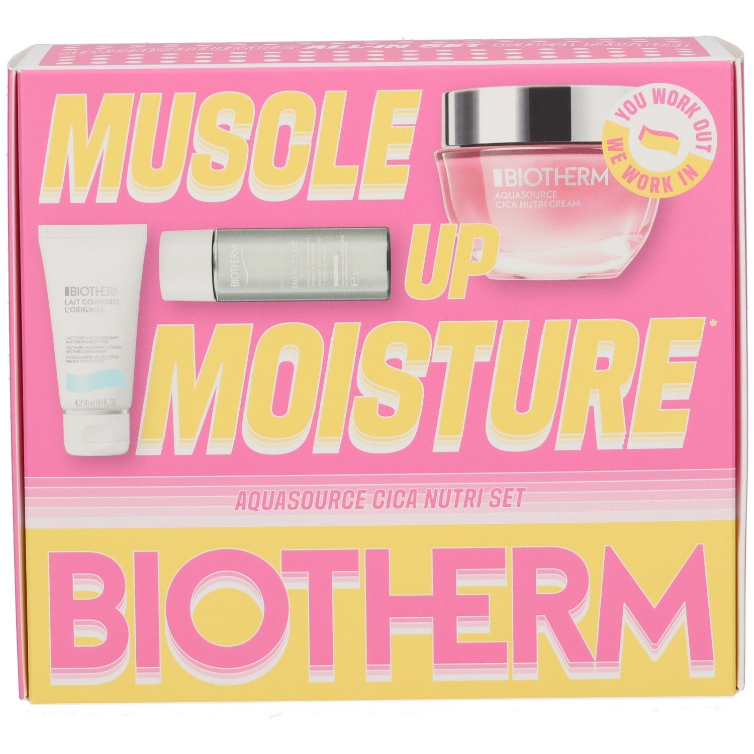 Biotherm Aquasource Cica Nutri Set mit Feuchtigkeitscreme und Reinigungsprodukt.