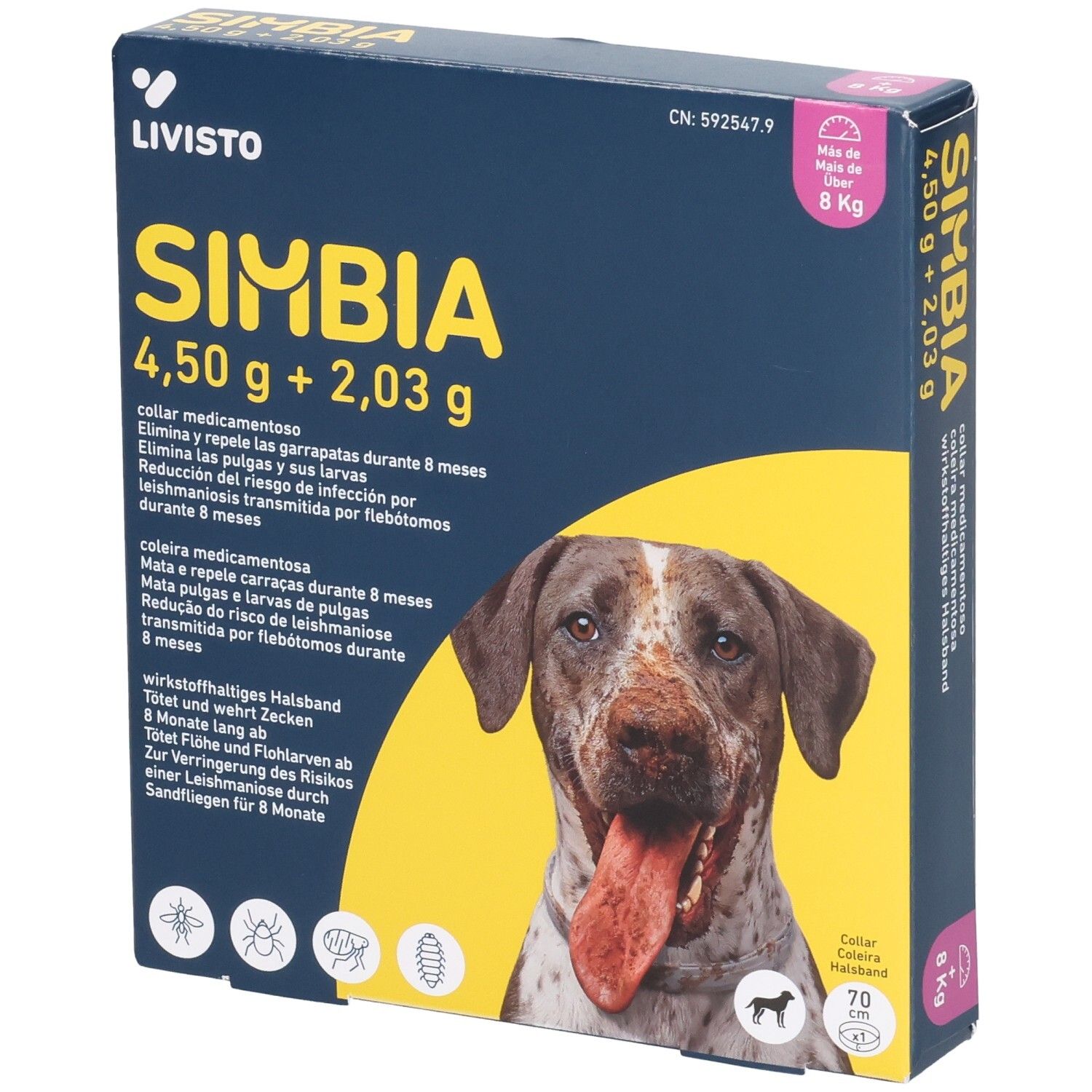 Simbia 4,50g+2,03g wst.halt.Halsb.Hunde über 8kg 1 St Halsband