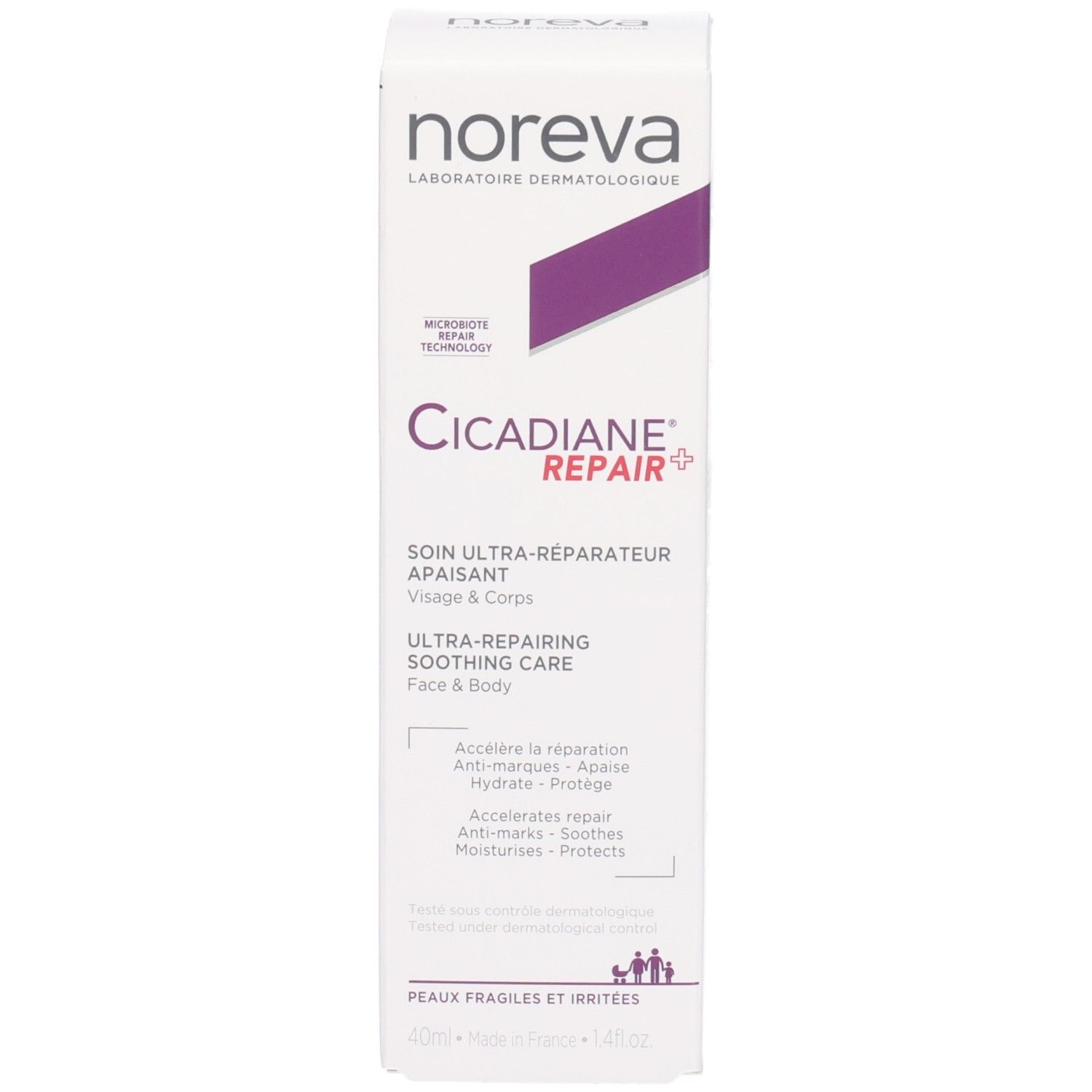 Noreva Cicadiane Repair: Ultra-reparierende, beruhigende Pflege für Gesicht und Körper. 40ml.
