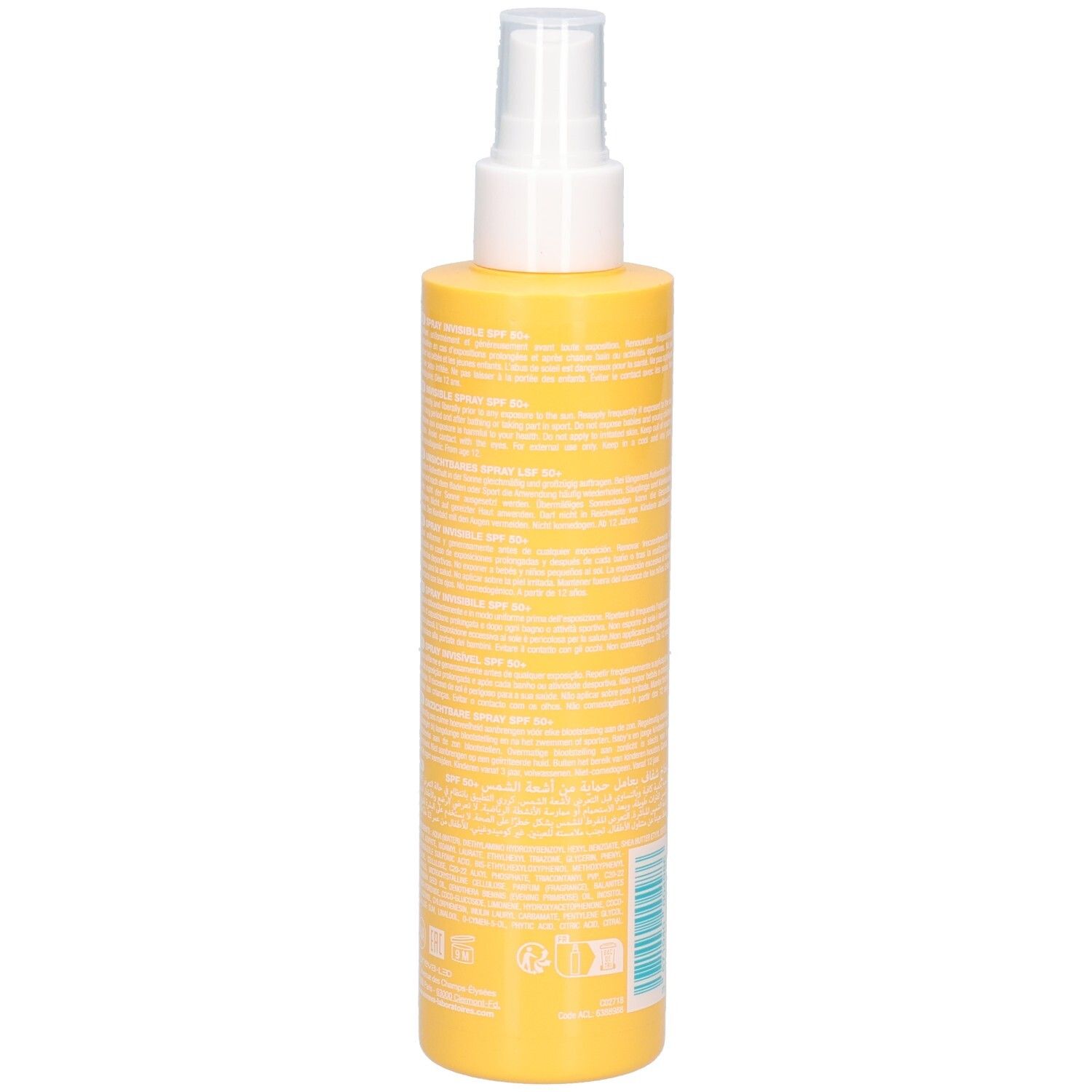 Seitenansicht der NOREVA Bergasol Sonnenspray LSF 50+ Sprühflasche mit Text.