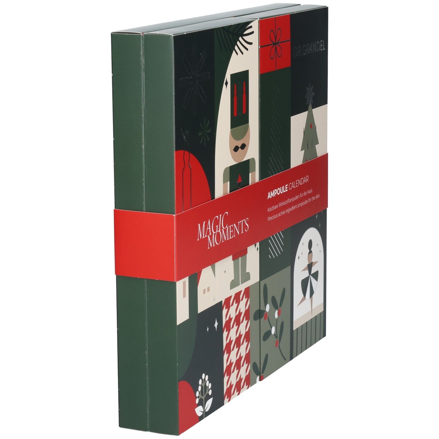 Adventskalender 'Magic Moments' mit Ampullen, weihnachtliches Design.