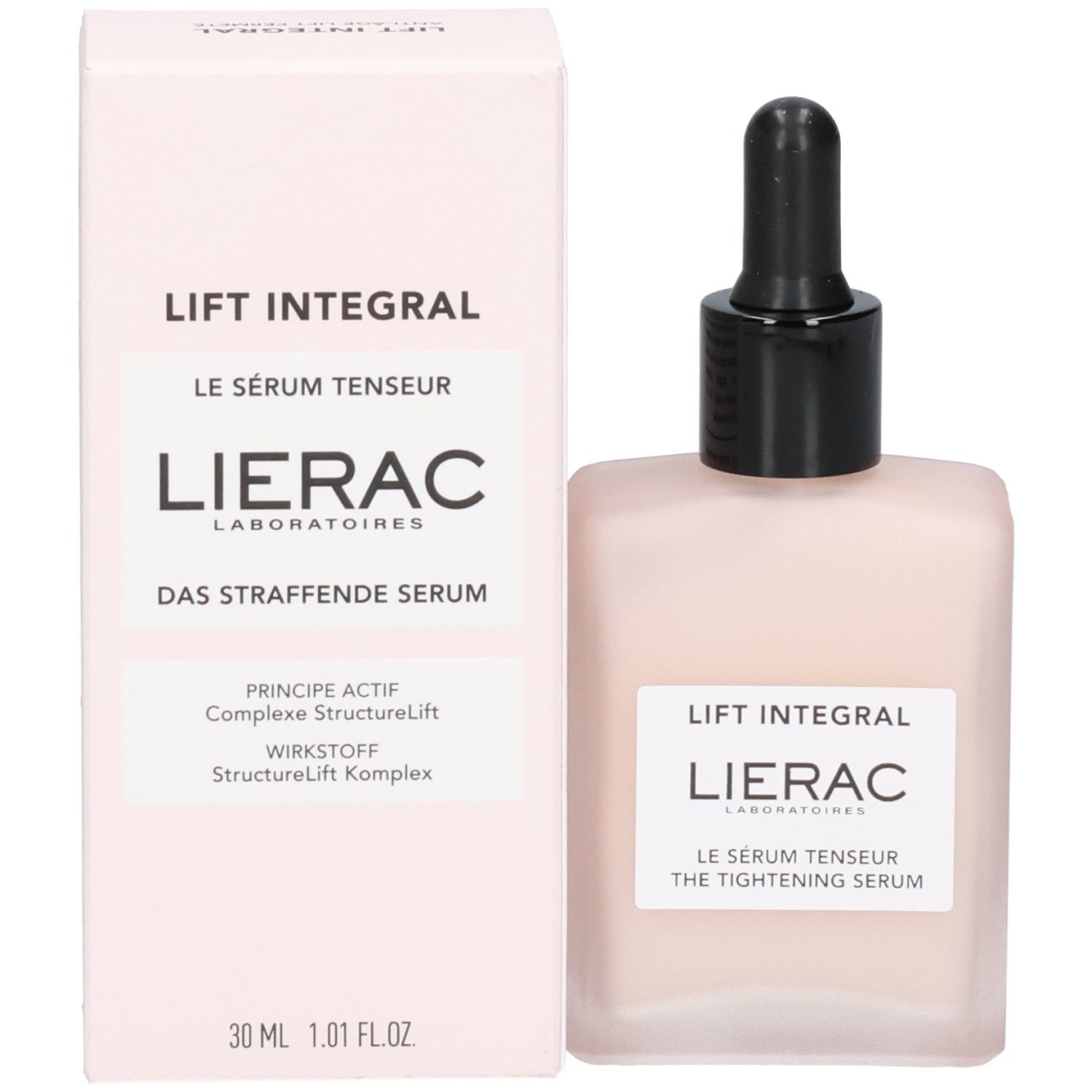 LIERAC LIFT INTEGRAL Serum und Verpackung mit Hinweisen auf das straffende Serum.