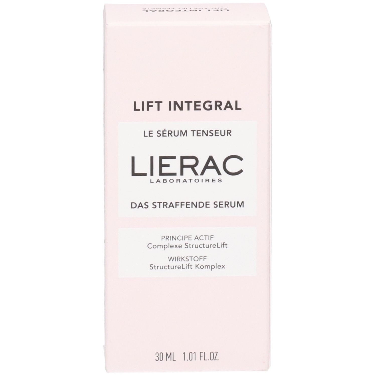 Verpackung des LIERAC LIFT INTEGRAL Serums mit Produktinformationen und Volumenangabe.