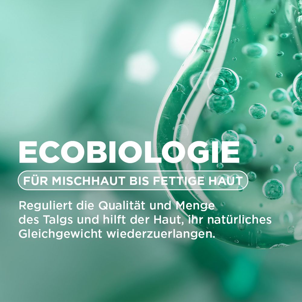 ECOBIOLOGIE für Mischhaut bis fettige Haut. Reguliert Talgqualität und -menge für Hautgleichgewicht.