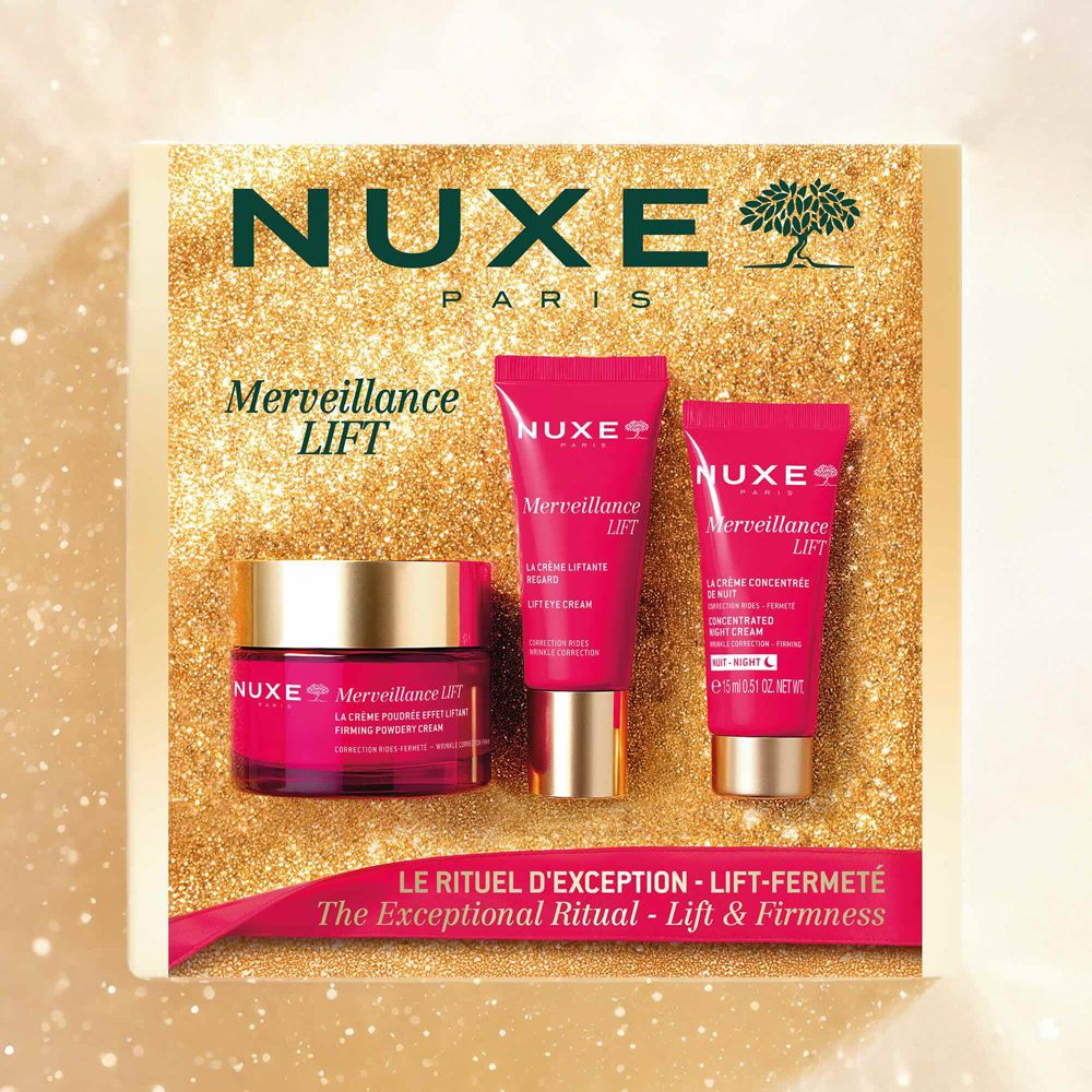 Nuxe Merveillance Lift Set mit Tiegel und zwei Tuben.