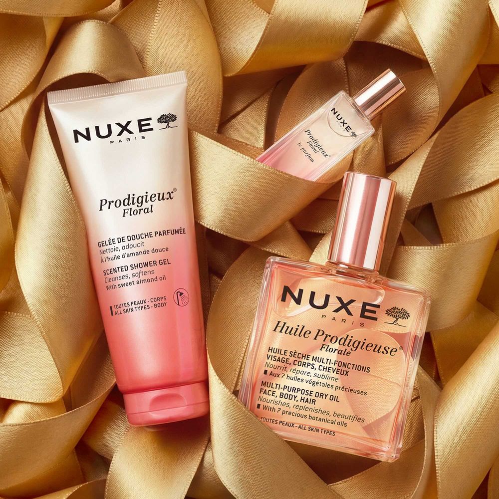 Nuxe Prodigieux Floral Duschgel und Trockenöl.