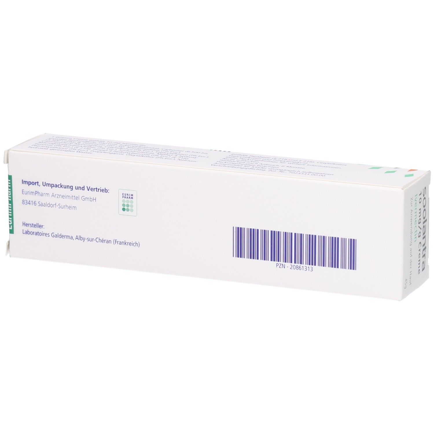 Soolantra Creme Tube mit Barcode und Herstellerinformationen.