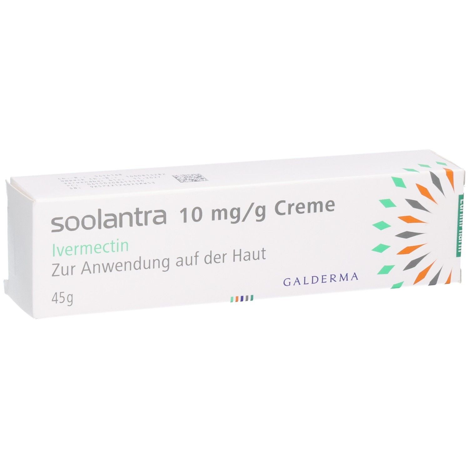 Faltschachtel für Soolantra 10 mg/g Creme mit Ivermectin.