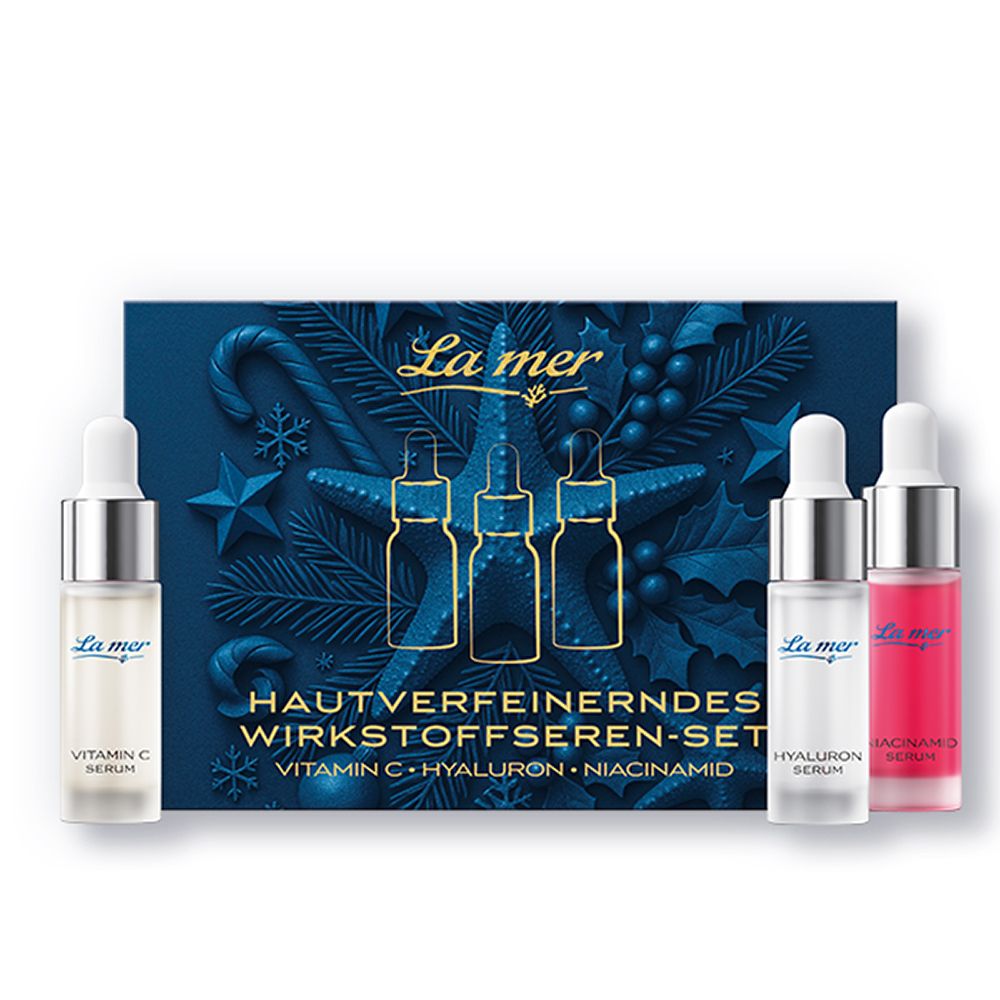 La mer Hautverfeinerndes Wirkstoffseren-Set mit Vitamin C, Hyaluron und Niacinamid.