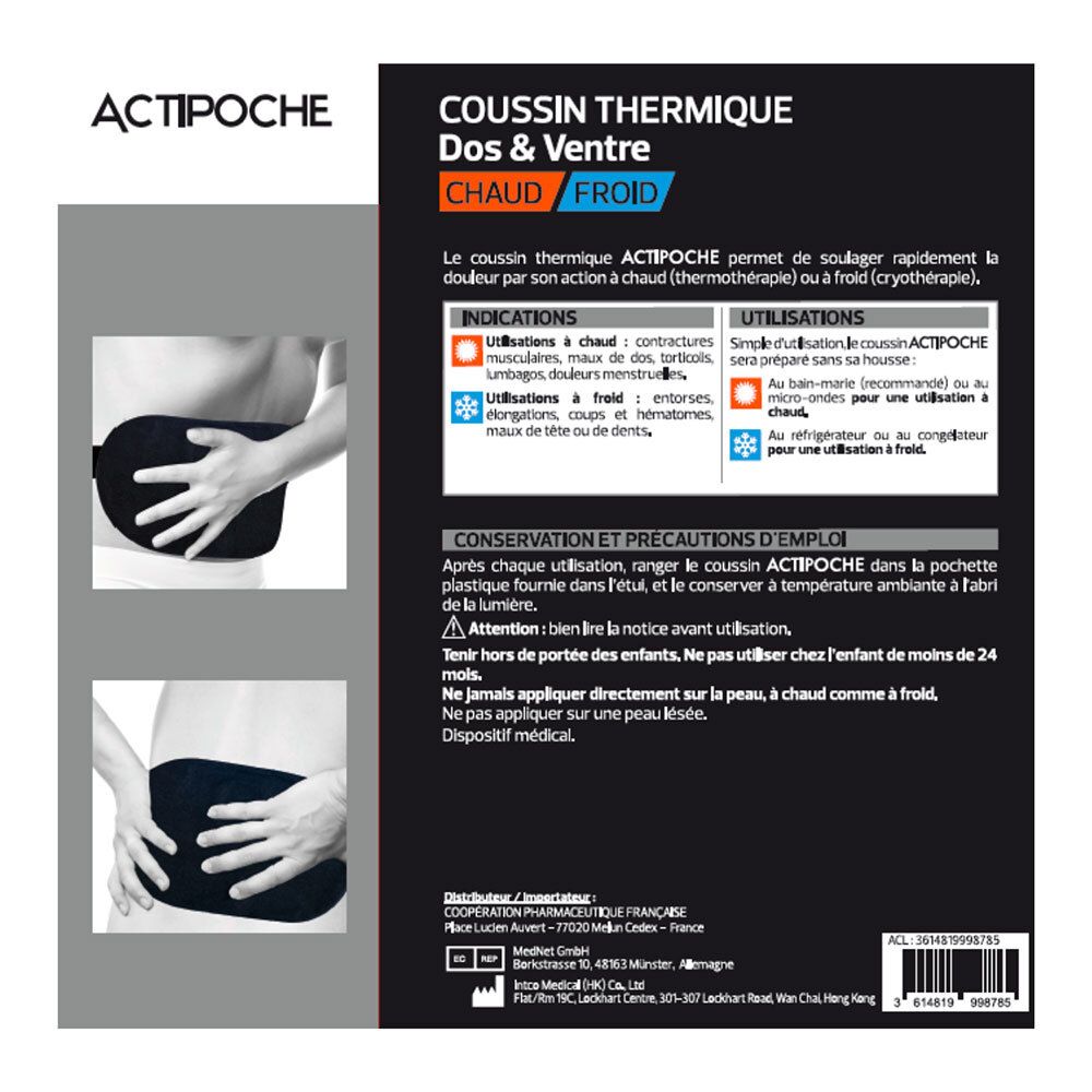 ACTIPOCHE - Coussin thermique - Thermothérapie - Contractures musculaires et douleurs articulaires - Grand modèle - 20x30 cm - Gel - 1 unité 1 view 2