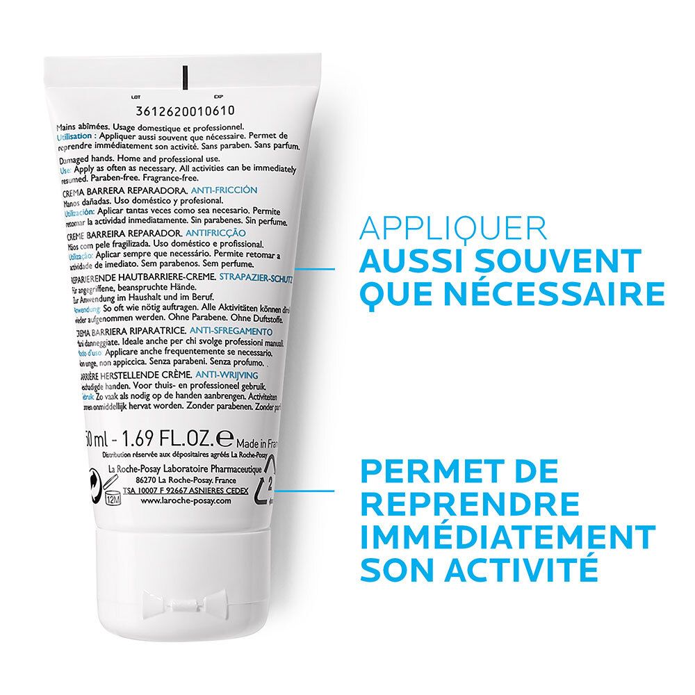Dos du tube. Texte: Appliquer aussi souvent que nécessaire. Permet de reprendre immédiatement son activité.