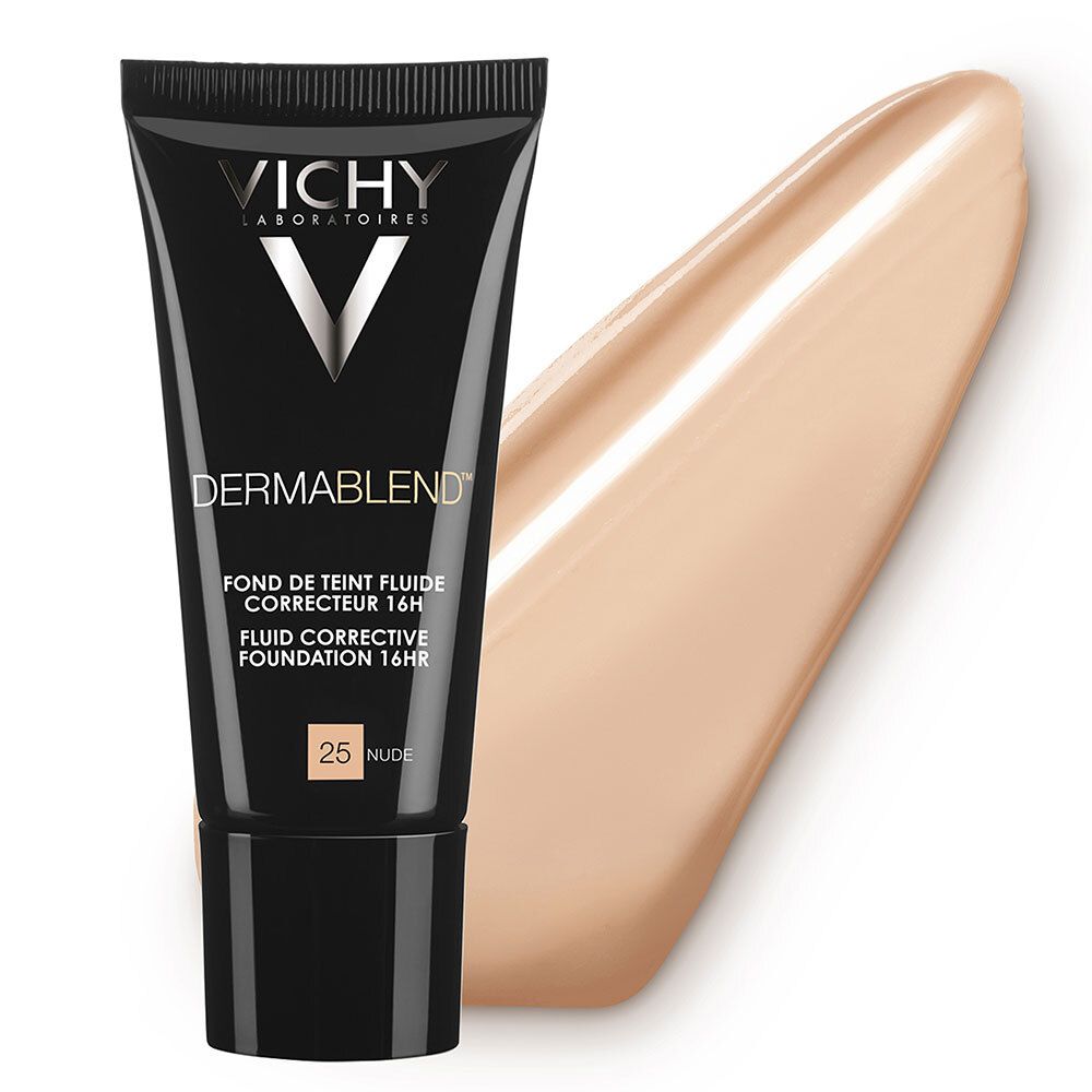 Vichy Dermablend Make-up Nr. 25 Nude. Tube und Produktprobe. 