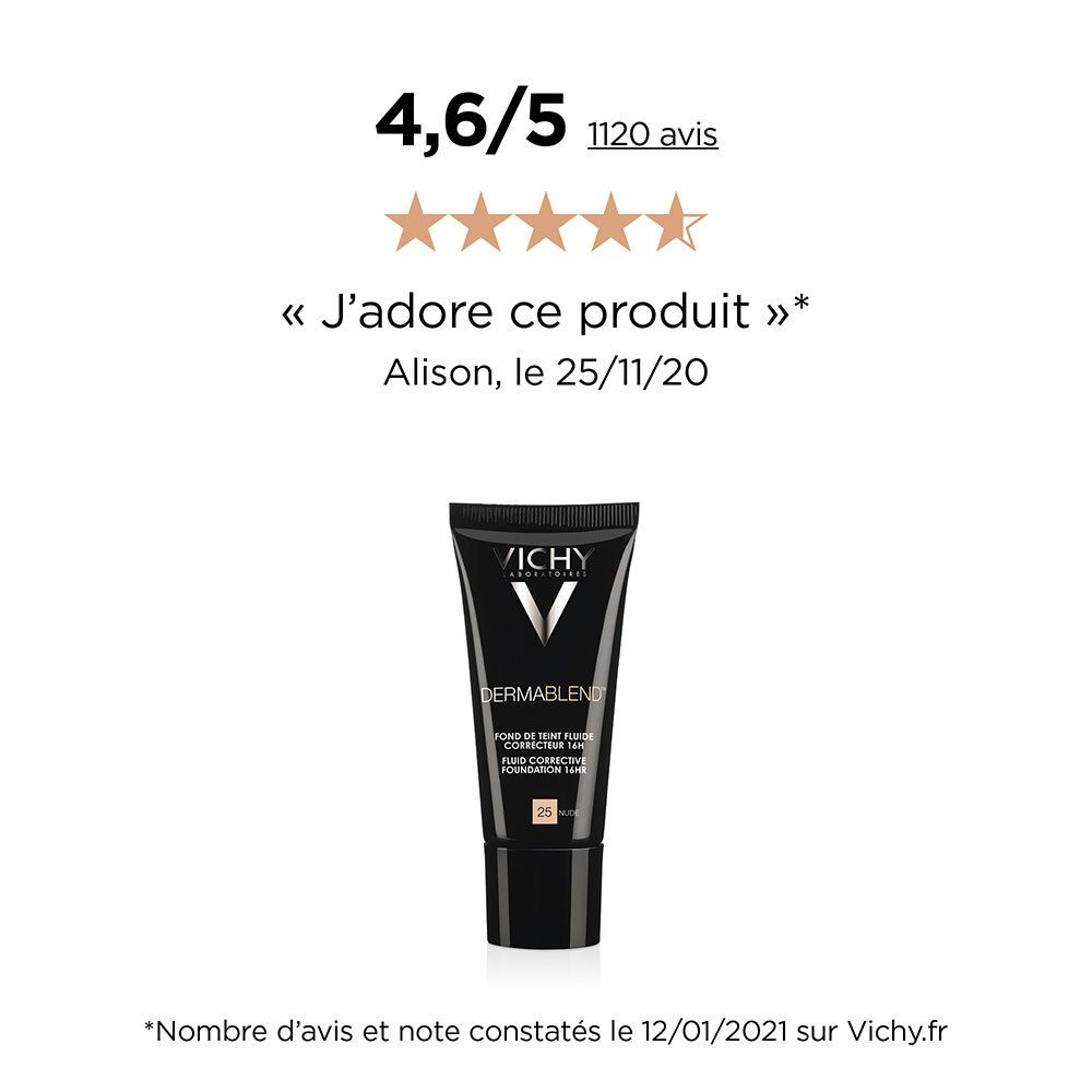Bewertung von 4,6/5 Sternen. Vichy Dermablend Make-up Nr. 25 Nude.