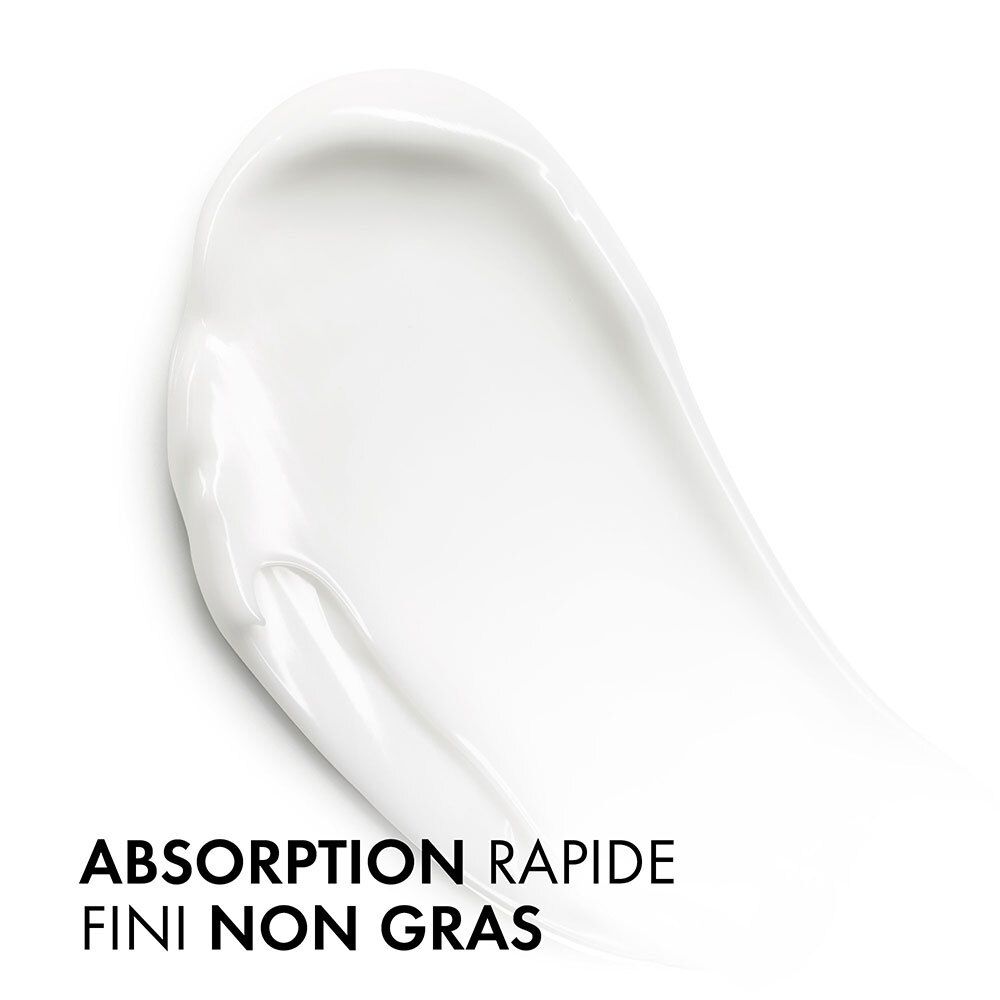 Produit crème blanc. Inscription : Absorption rapide, fini non gras.