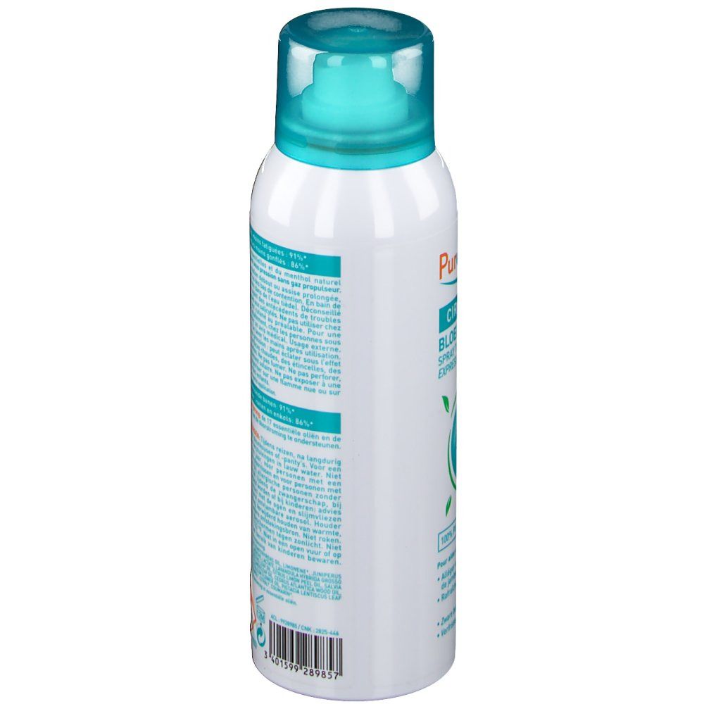 Seitenansicht des Sprays. Text in mehreren Sprachen. Warnhinweise und Inhaltsstoffe.