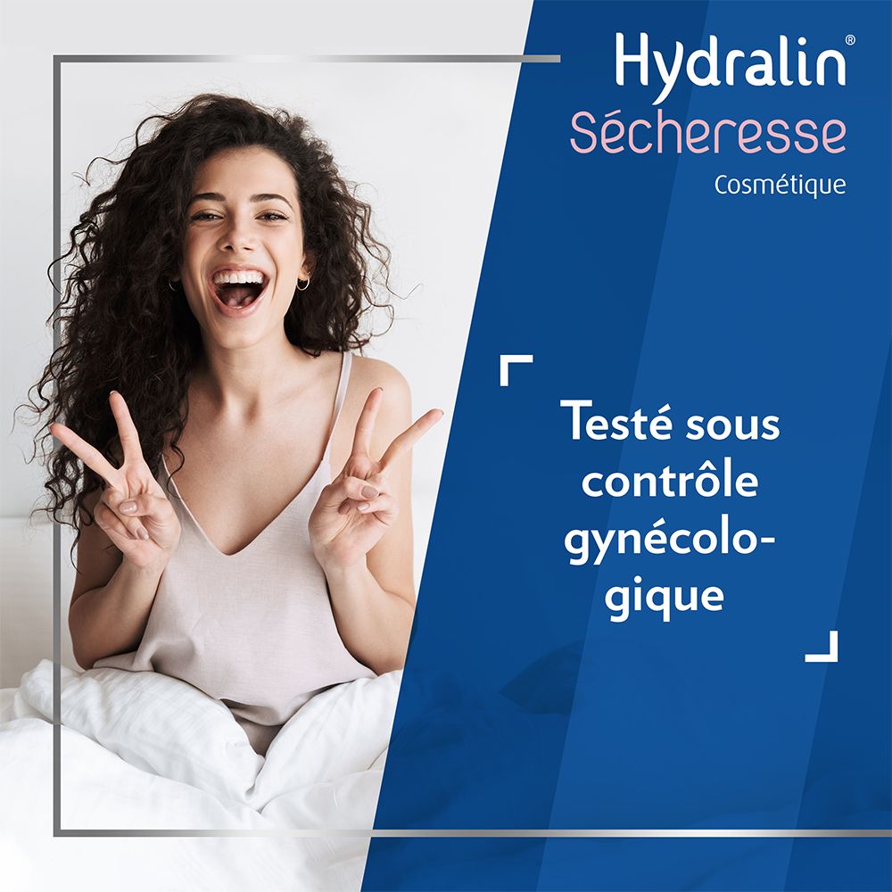 Frau mit Victory-Zeichen. Text: Testé sous contrôle gynécologique.