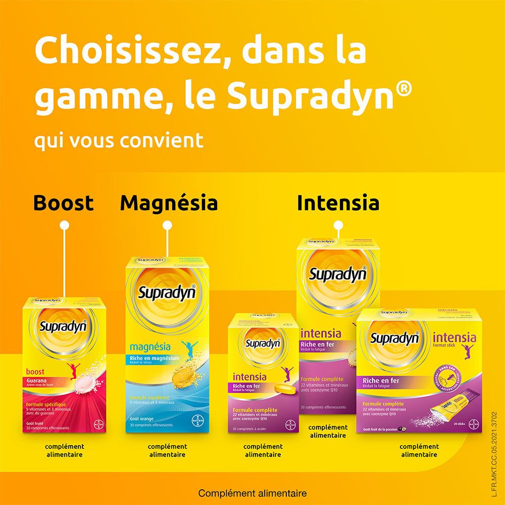 Différents produits Supradyn. Texte: Choisissez le Supradyn qui vous convient.