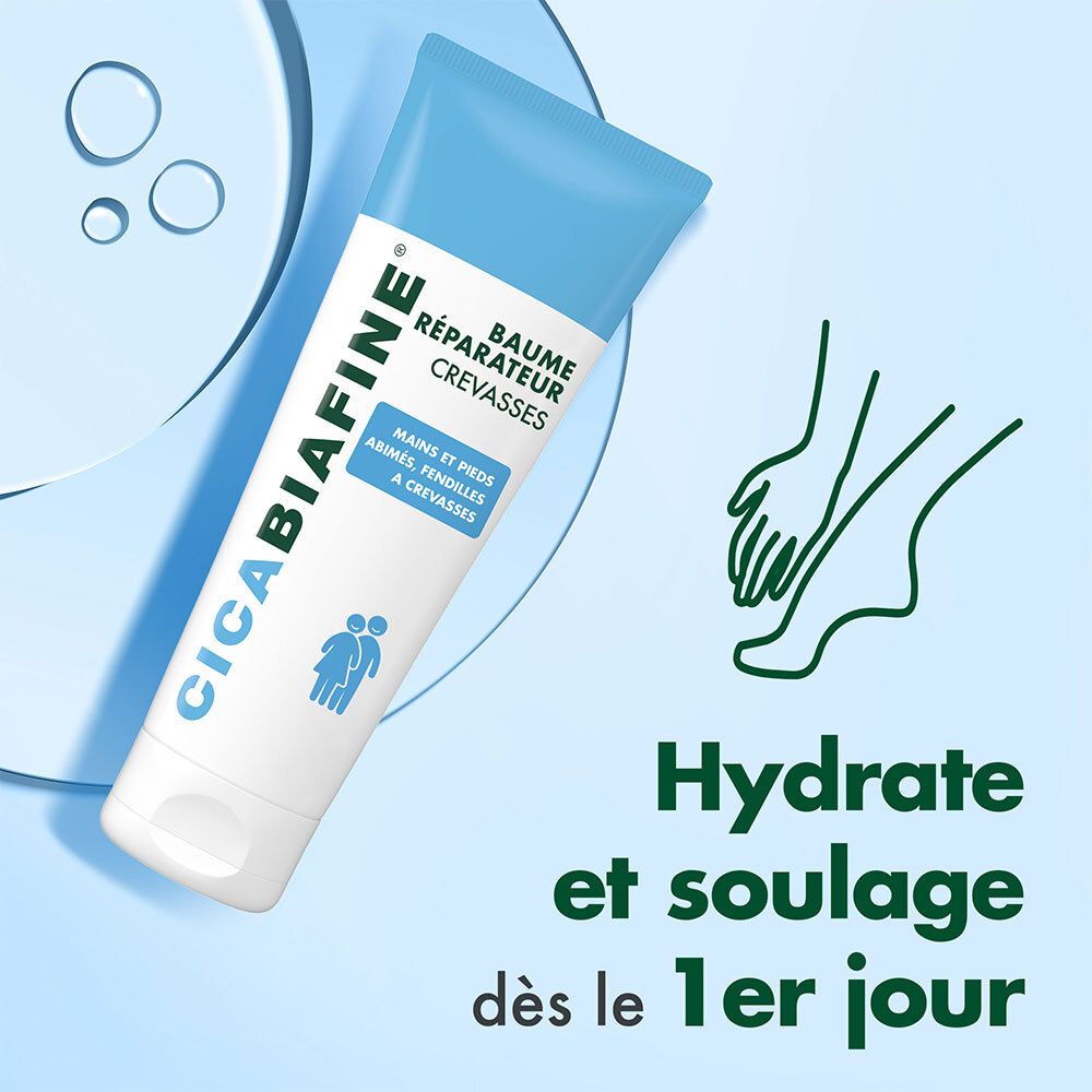 Tube CicaBiafine®. Texte et illustrations. Hydrate et soulage dès le 1er jour.