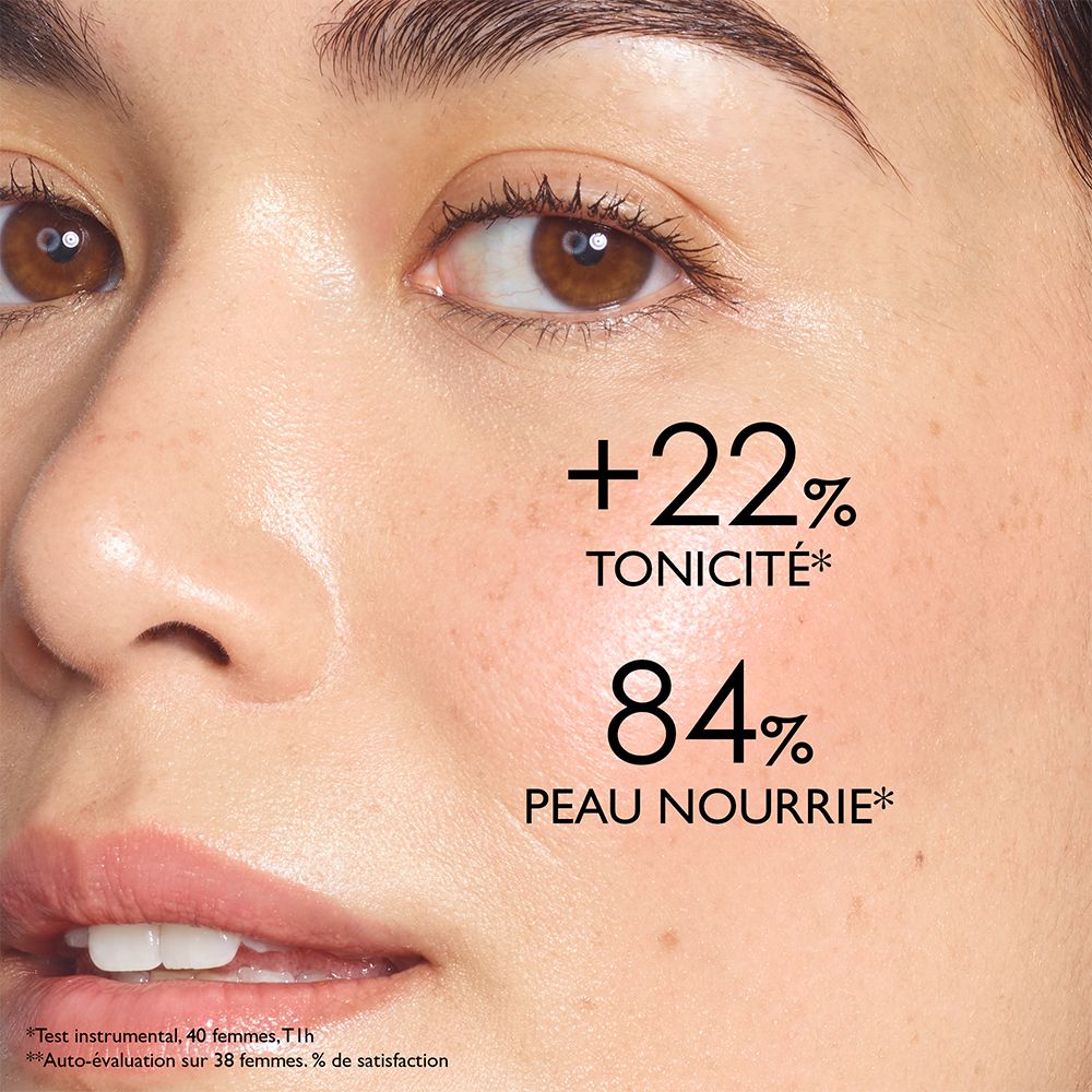 +22% de tonicité. 84% peau nourrie. Résultats après 1 mois.
