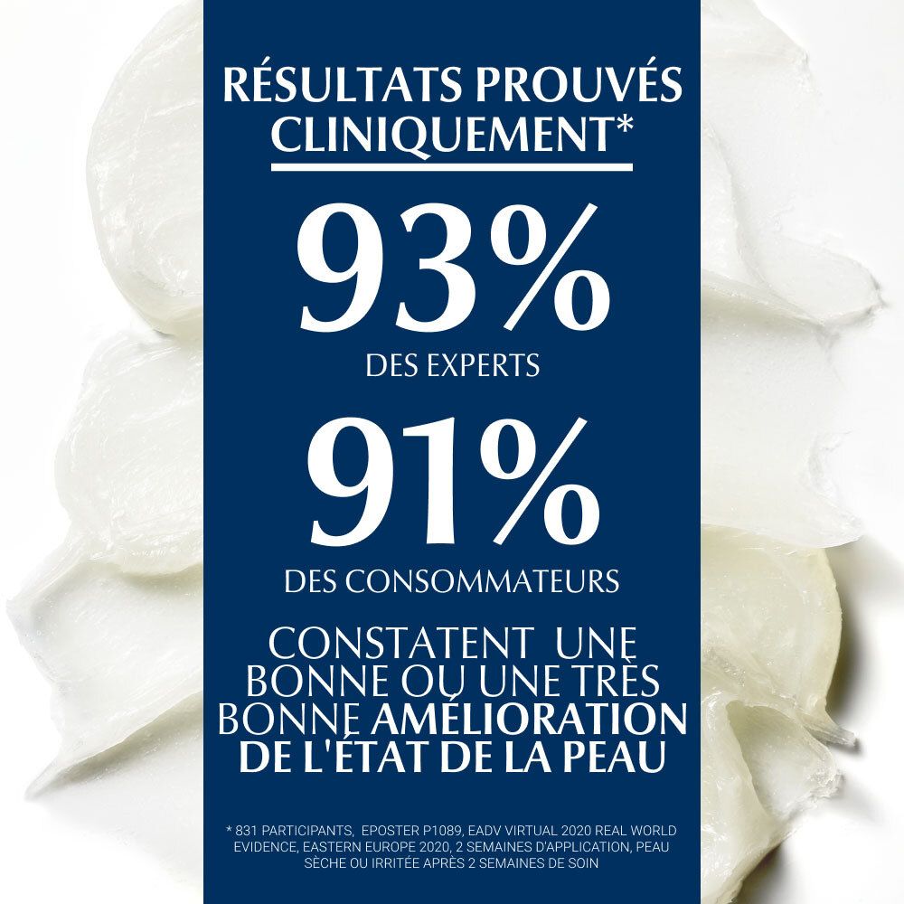 Texte: 93% des experts et 91% des consommateurs constatent une amélioration de la peau.