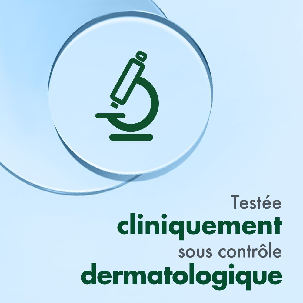CicaBiafine® Intensiv-Reparatur-Handcreme. Testé cliniquement sous contrôle dermatologique. Symbole de microscope.