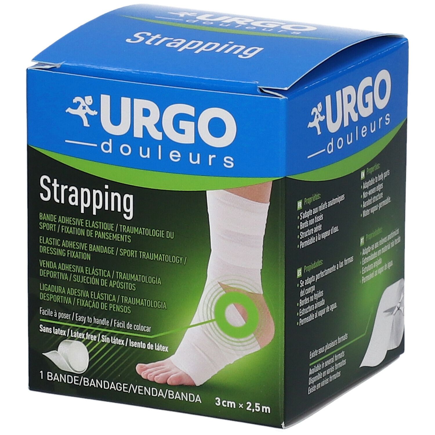 Urgo Strapping Bande élastique adhésive de contention 2,5 m x 3 cm