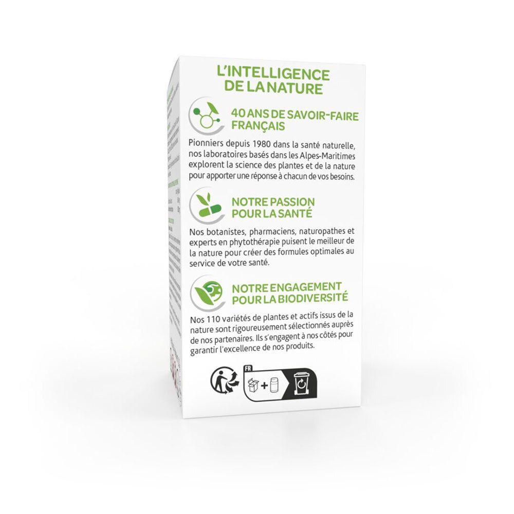 Côté de la boîte blanche. Texte: Informations sur l'entreprise, engagement pour la biodiversité, 18+.