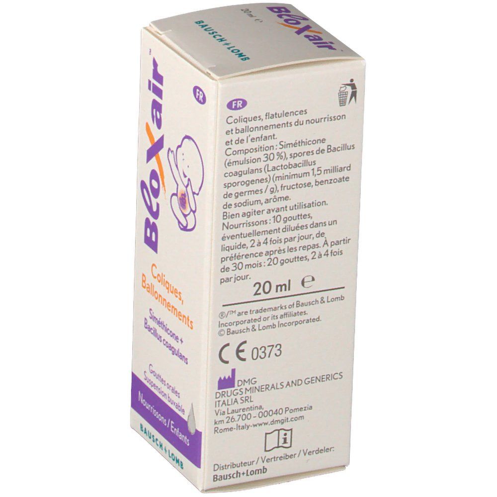 Karton mit Produktinformationen. Enthält Text in Deutsch, Französisch, Niederländisch. Zeigt CE-Kennzeichnung und Herstelleradresse.