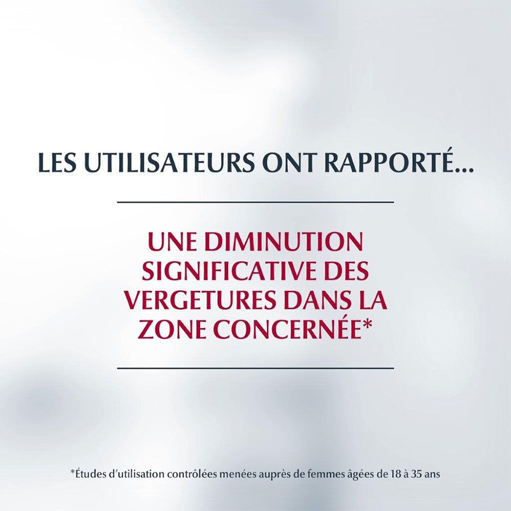 Texte: Les utilisateurs ont signalé une diminution significative des vergetures dans la zone concernée.
