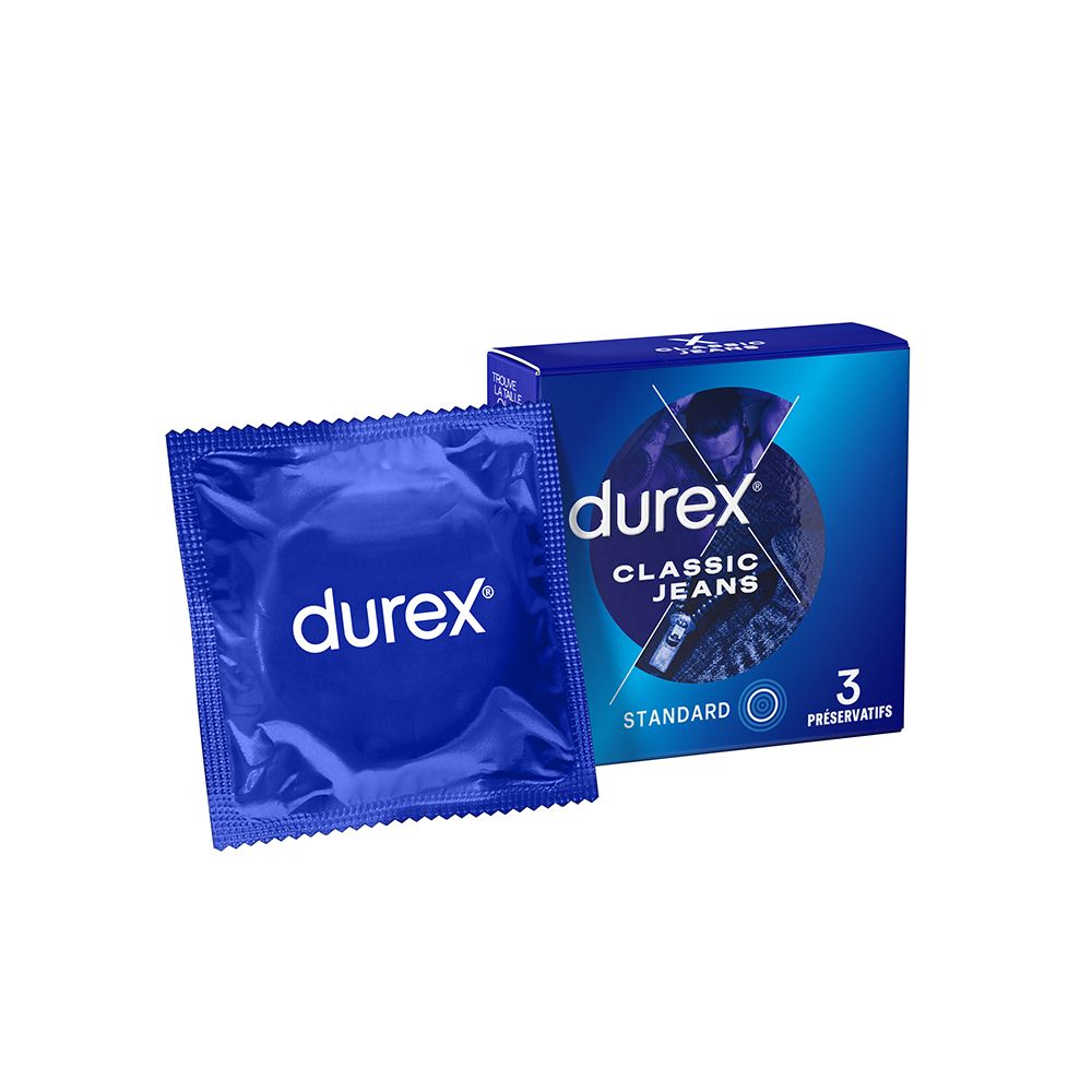 Durex Préservatifs Classic Jeans - 3 Préservatifs Confort et Confiance